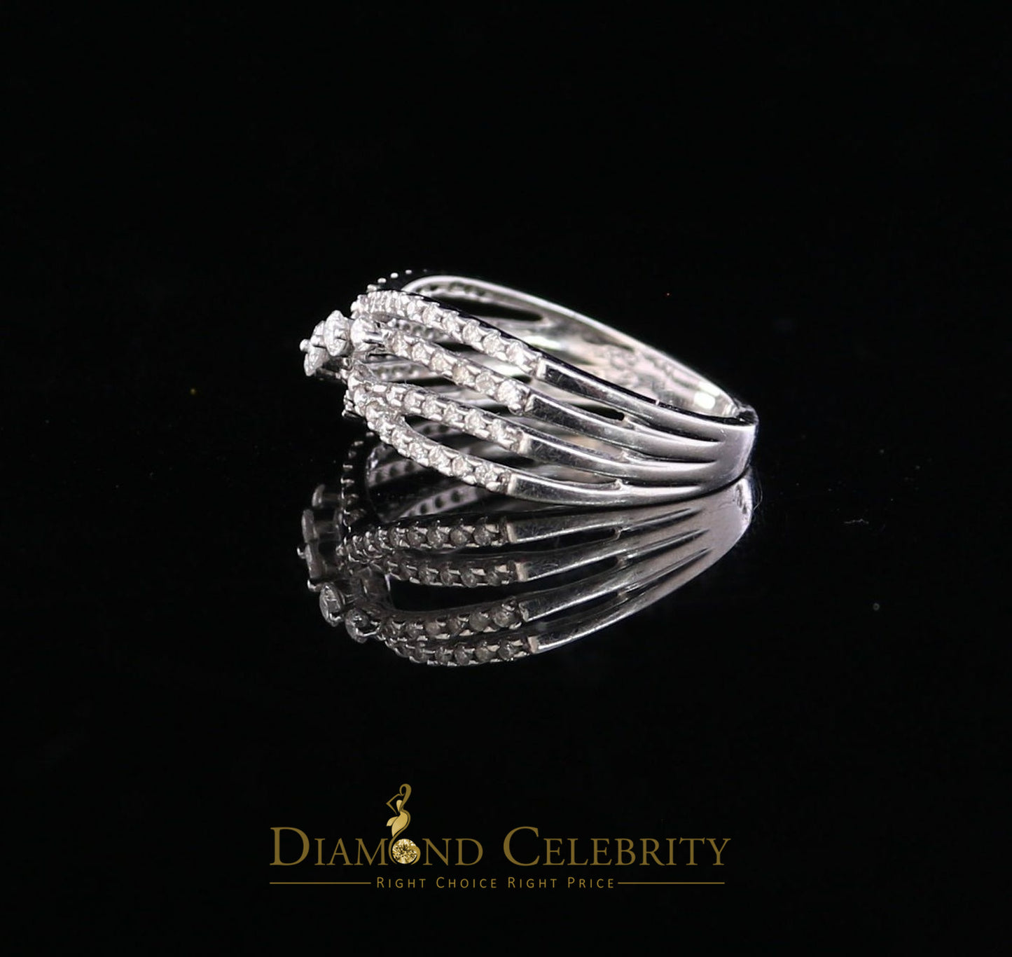 DiamondCelebritees Real 14 kt White Gold with 0.50 CT Genuine Diamond Crown Womens Ring Size 7