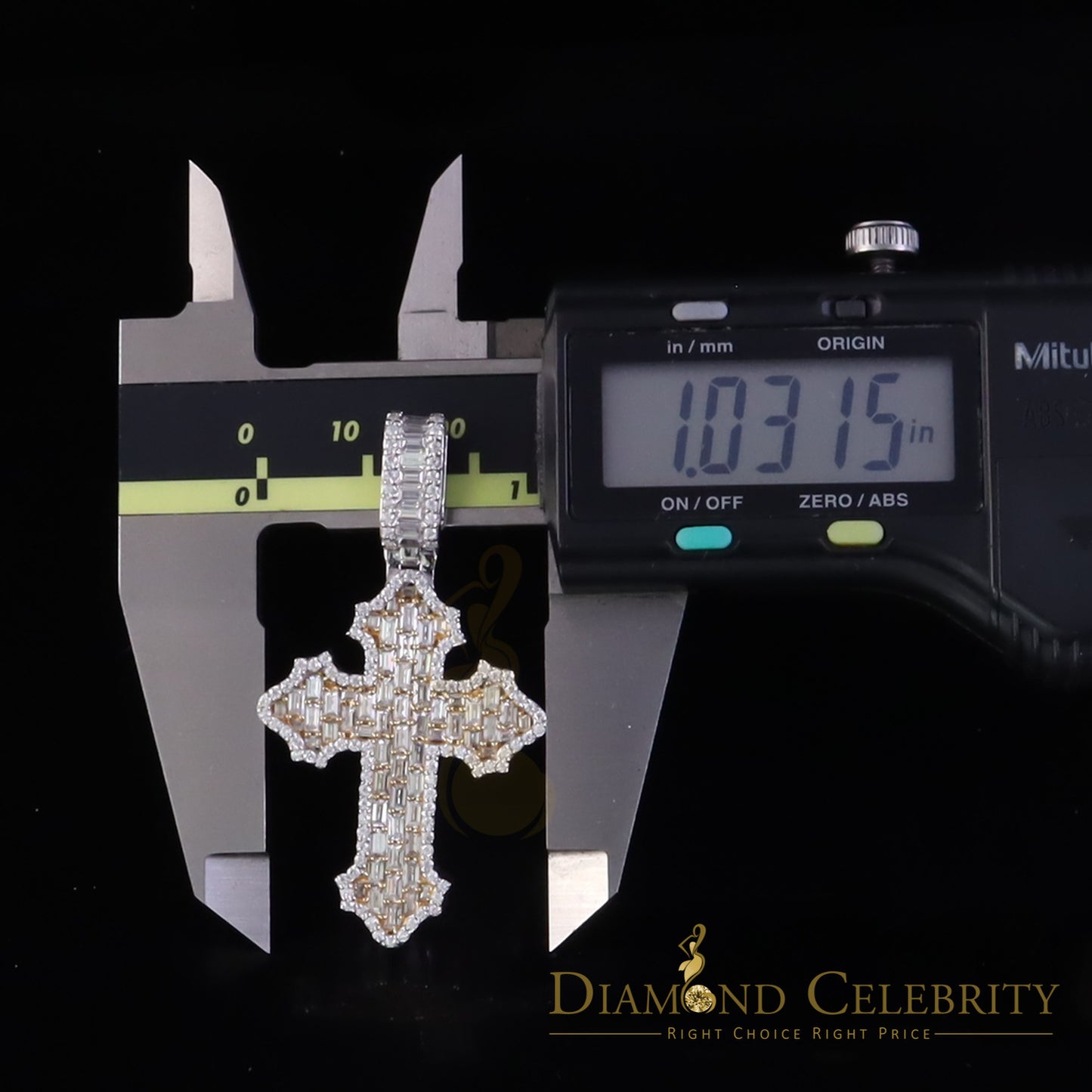 Diamondcelebritees 3.50ct VVS D Baguette Moissanite White Silver 1" Charm Cross Pendant Men & Women