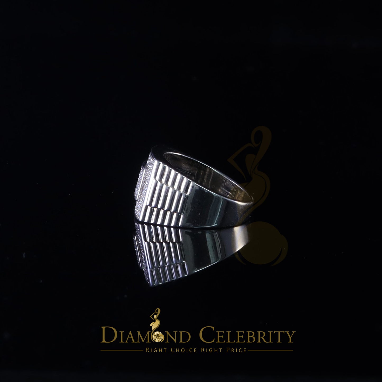 DiamondCelebritees 925 Silver White Square 1.20ct Cubic Zirconia Men's Engagement Ring Size 10