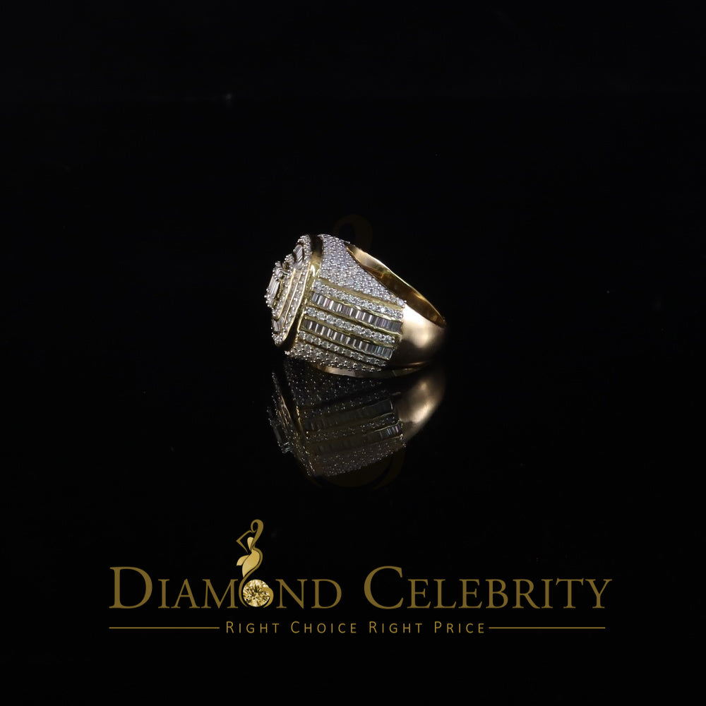 DiamondCelebritees Men's 925 Sterling Silver 5.50ct VVS 'D' Moissanite Yellow Round Rings Size 10