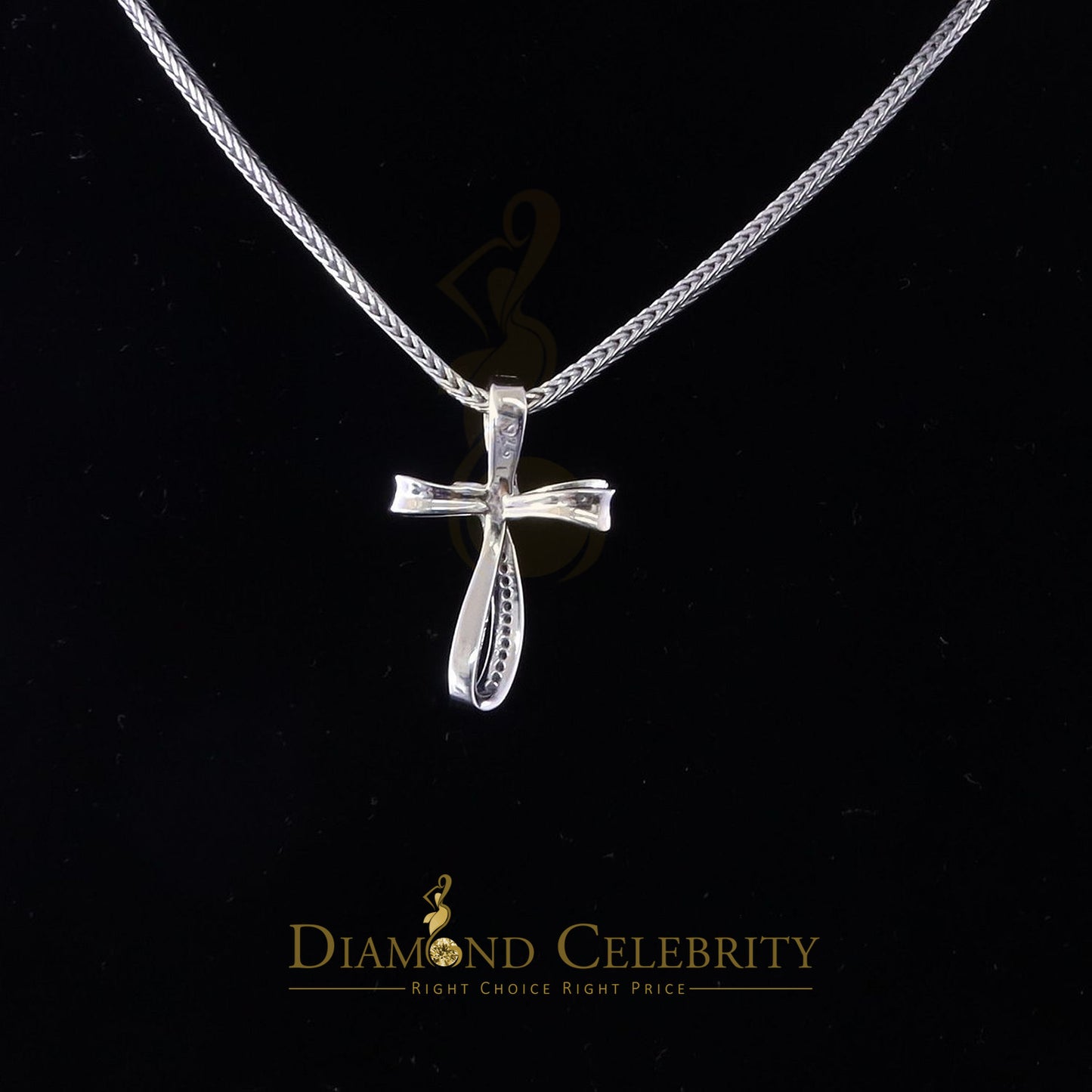DiamondCelebritees Real 0.07ct Diamond Sterling Silver White Cross Pendant