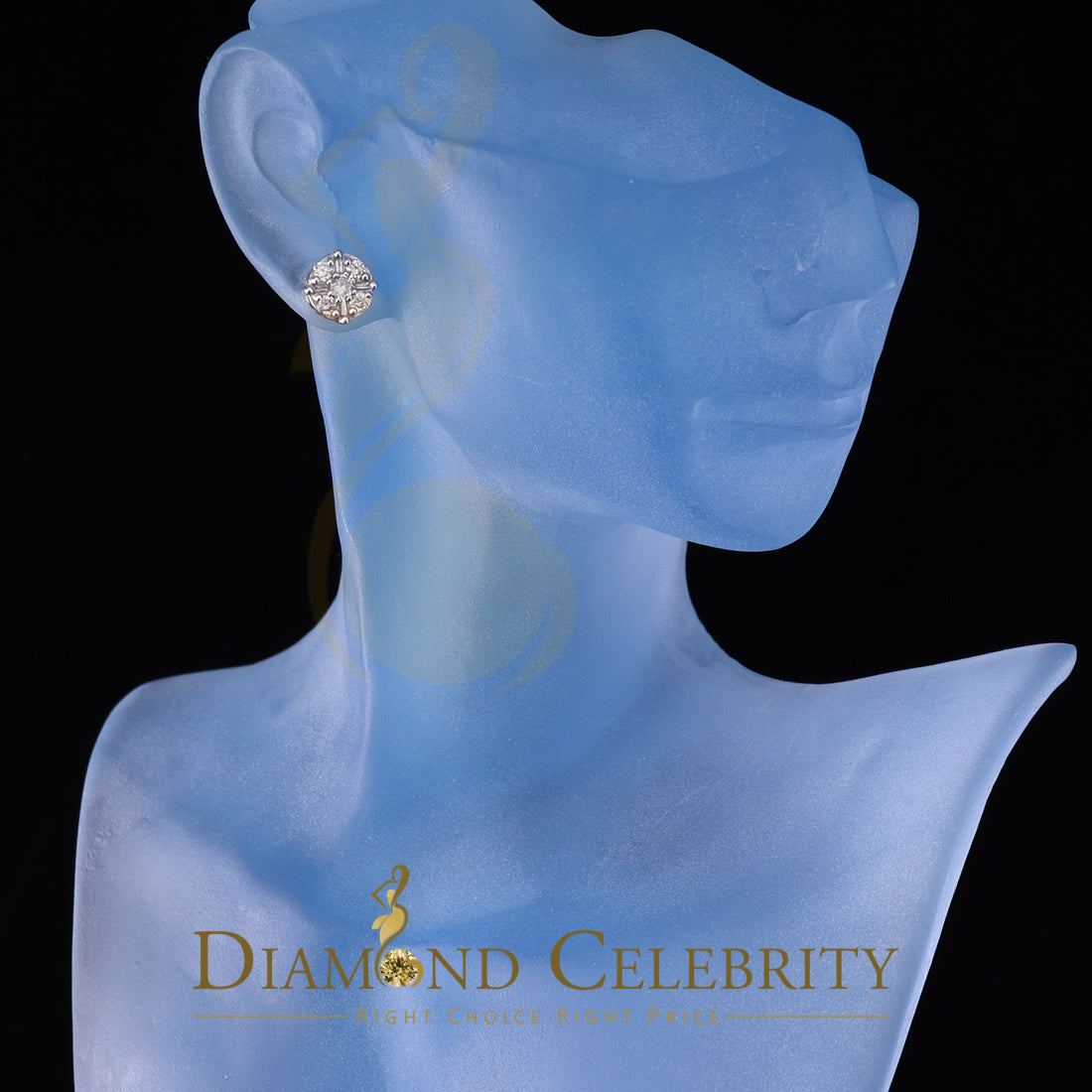 DiamondCelebritees10K Real Yellow Gold with Real 0.85CT Diamond Men's/Women's Stud Round Earring