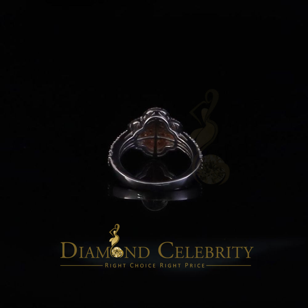 DiamondCelebritees 1.66ct VVS D Clr Clover Silver White Rose For Women's 925 Moissanite Ring Size7