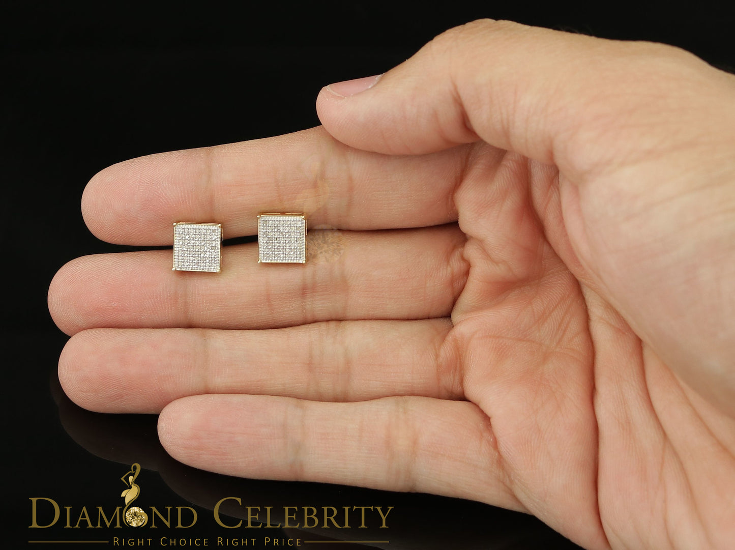 DiamondCelebritees 925 Sterling Silver 0.25ct Diamond Yellow Stud Men's/ Women's Earrings