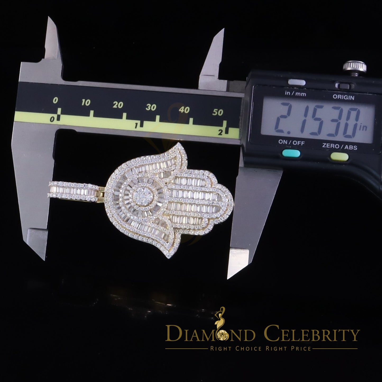 Diamondcelebritees Men's/Women's New Hamsa Pendant 8.0ct VVS D Moissanite Yellow Sterling Silver