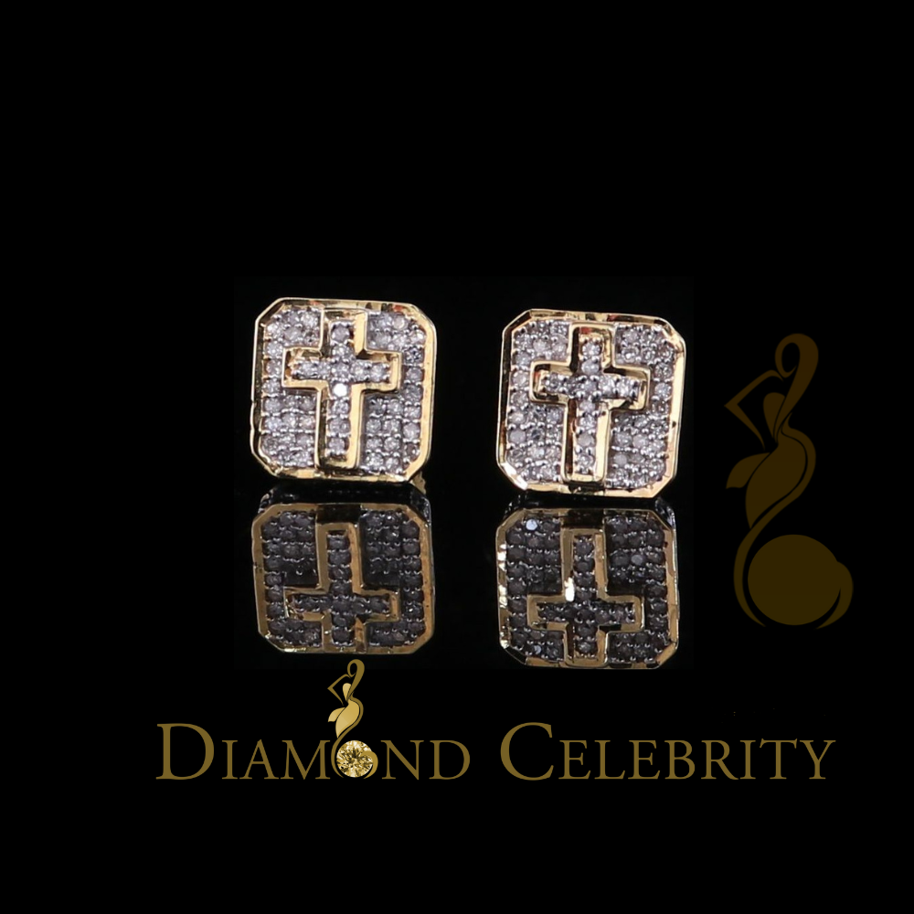DiamondCelebritees10K Real Yellow Gold Real Micro Diamond 0.25CT Men's/Women's Stud Earring