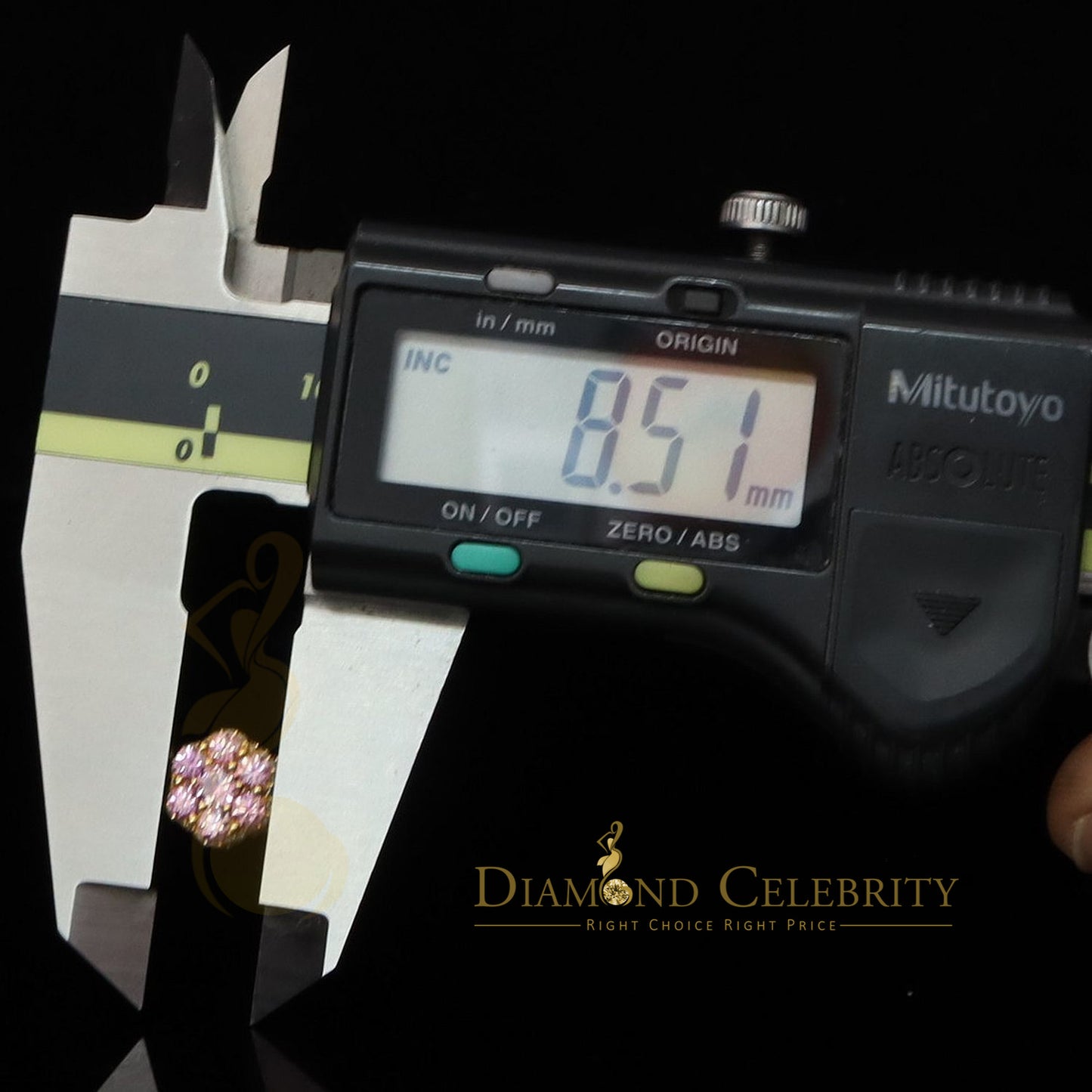 DiamondCelebritees 2.00 CT VVS D Pink Moissanite Women's 925 Yellow Silver 3D Floral Stud Earrings
