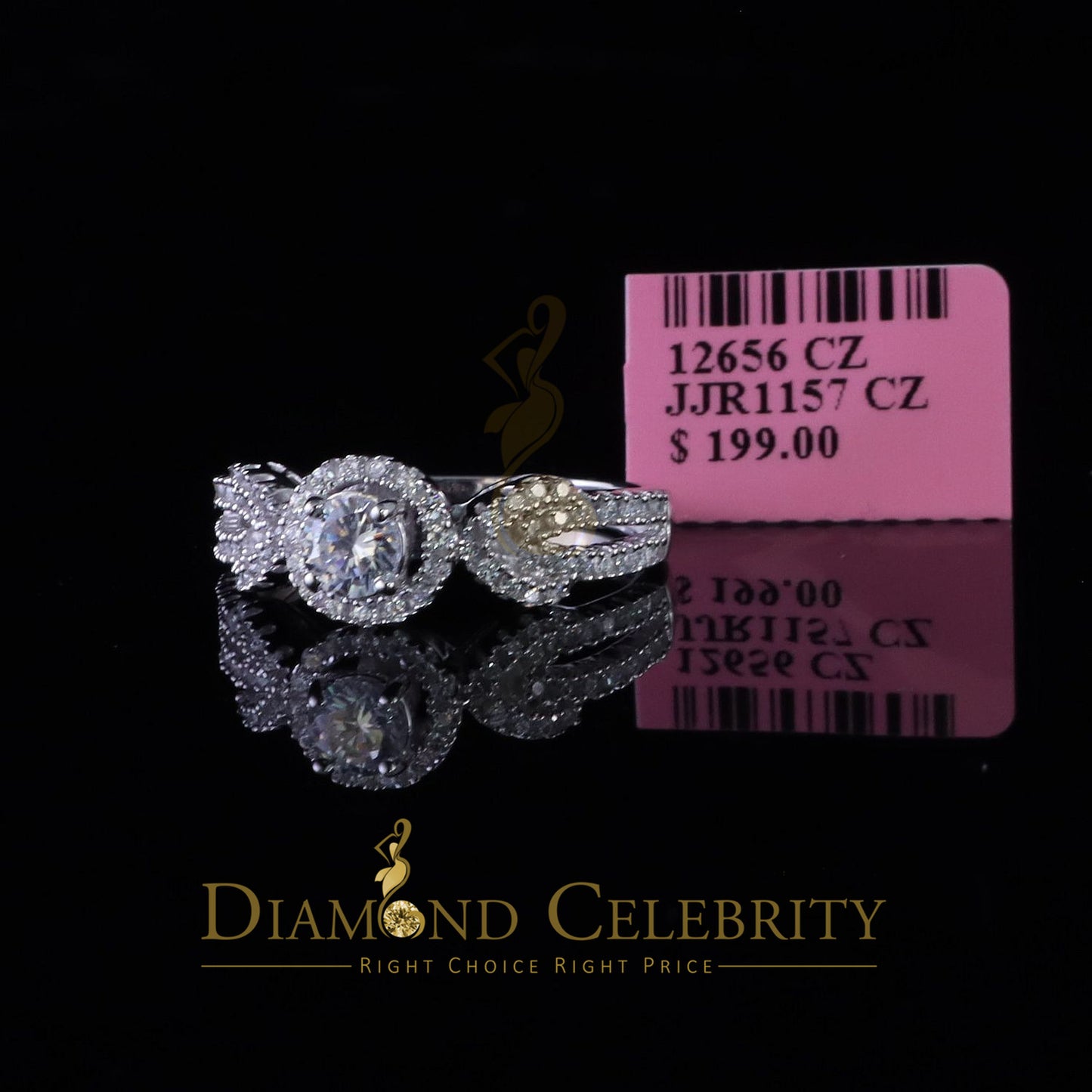 DiamondCelebritees Diamond Celebrity Sterling Silver 925 White 64 Cubic Zirconia Women's Ring SZ 8