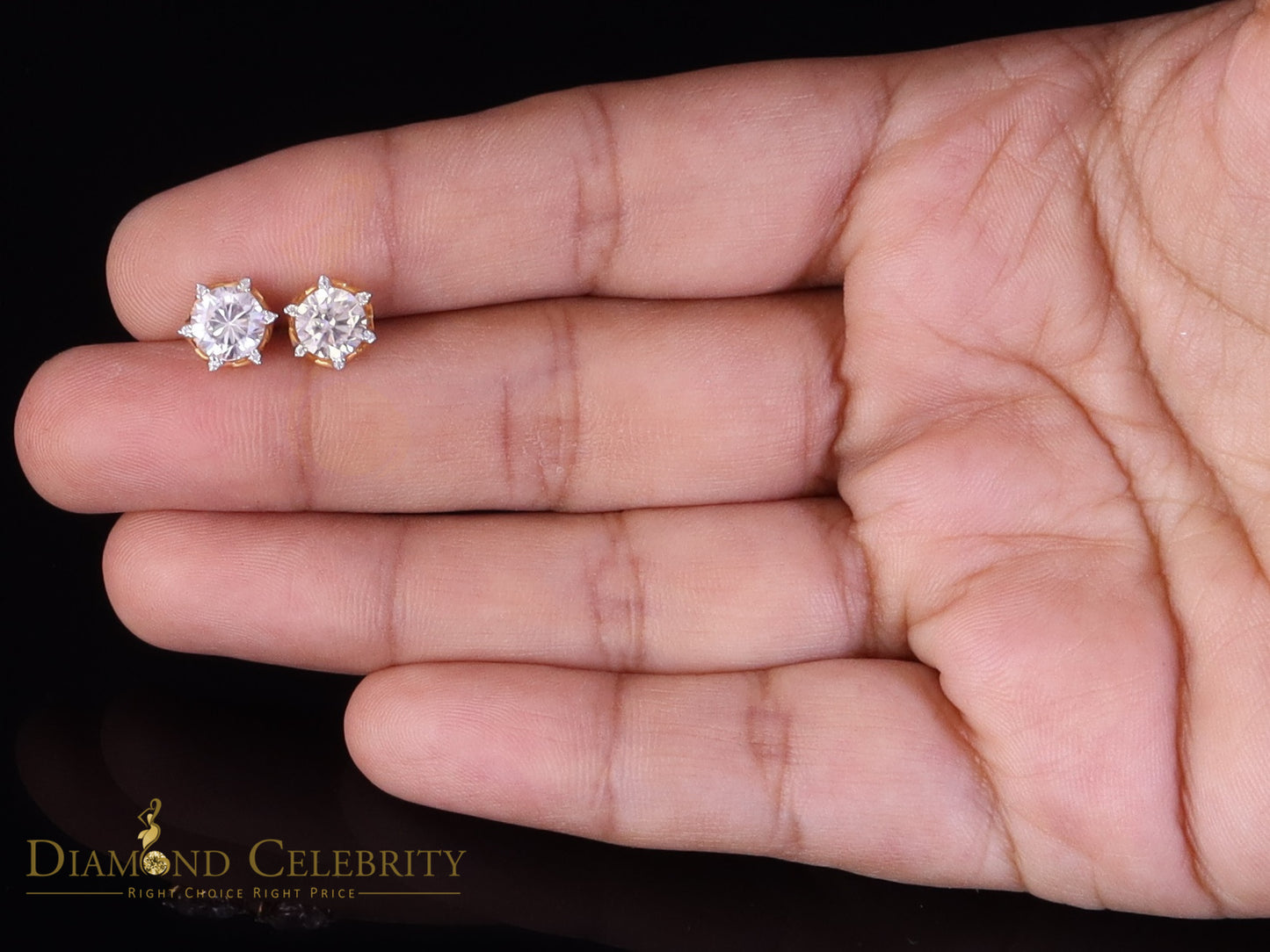 DiamondCelebritees Men's/Womens 925 Silver Yellow 1.50ct VVS 'D' Moissanite Stone Round Earrings