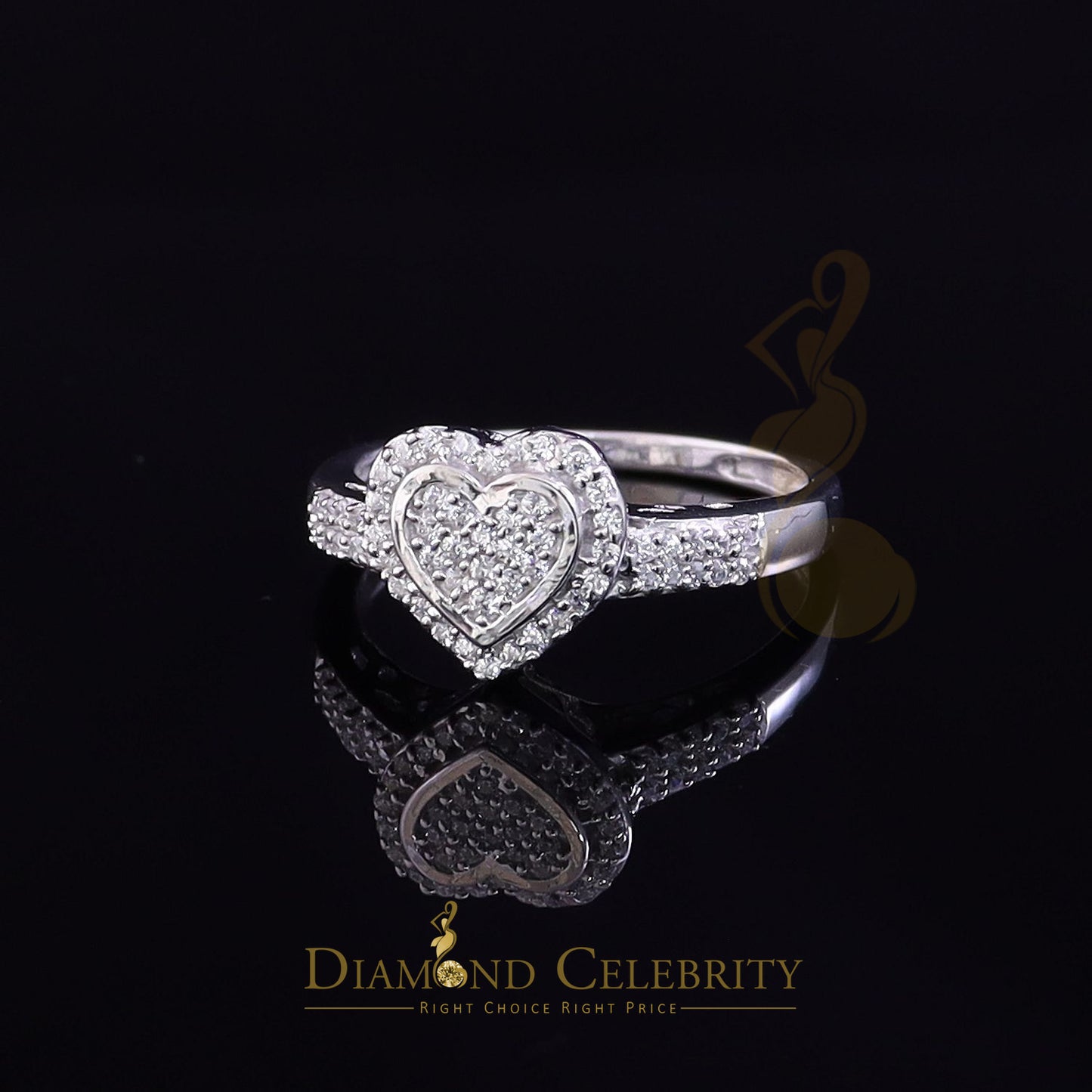 DiamondCelebritees 925 Silver 0.59ct Shiny Cubic Zirconia White Heart Engagement Womens Ring Size 7