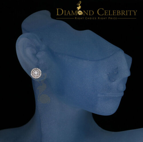 DiamondCelebritees Yellow Sterling Silver 0.78ct Cubic Zirconia Ladies 925 Hip Hop Round Earrings