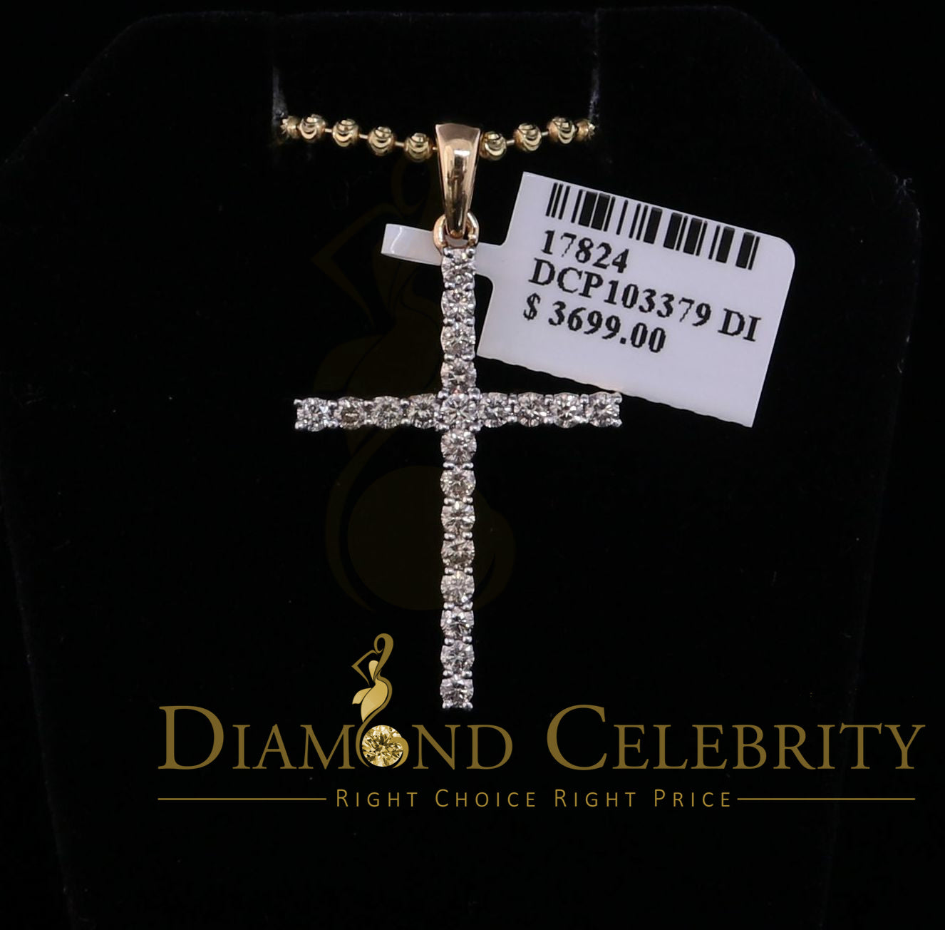 DiamondCelebritees 10k Real Gold Real Diamond 1.0ct CROSS Charm Fashion Yellow Style Pendant