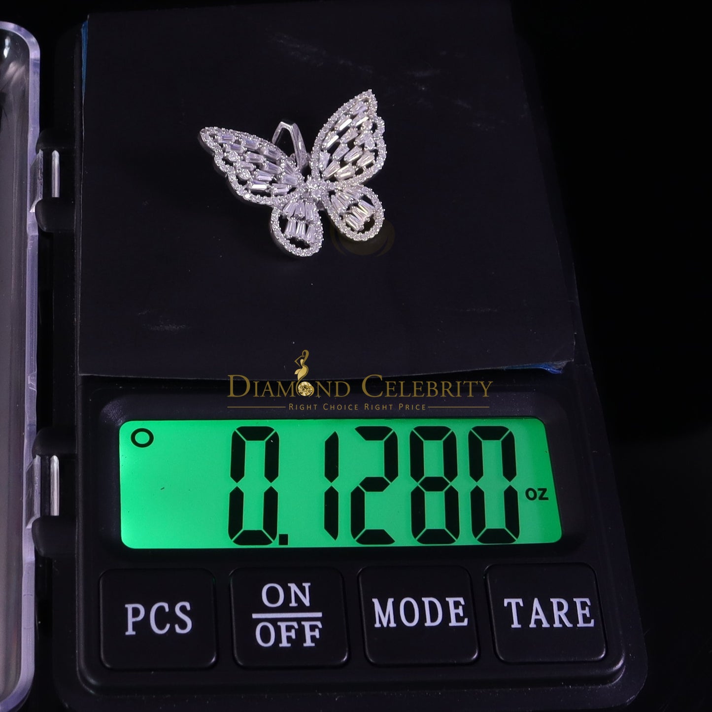 Diamondcelebritees Men's/Womens 925 Silver White 1.75ct VVS 'D' Moissanite Butterfly Pendant