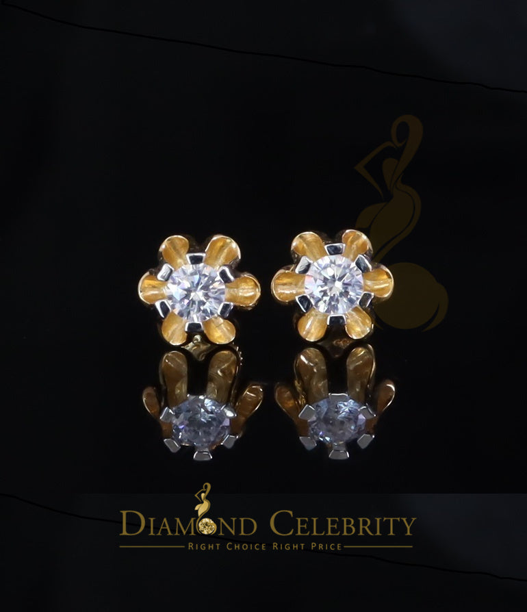 DiamondCelebritees 0.50ct VVS 'D' Moissanite 925 Silver Yellow Buttercup Stud Earrings for Men&Women