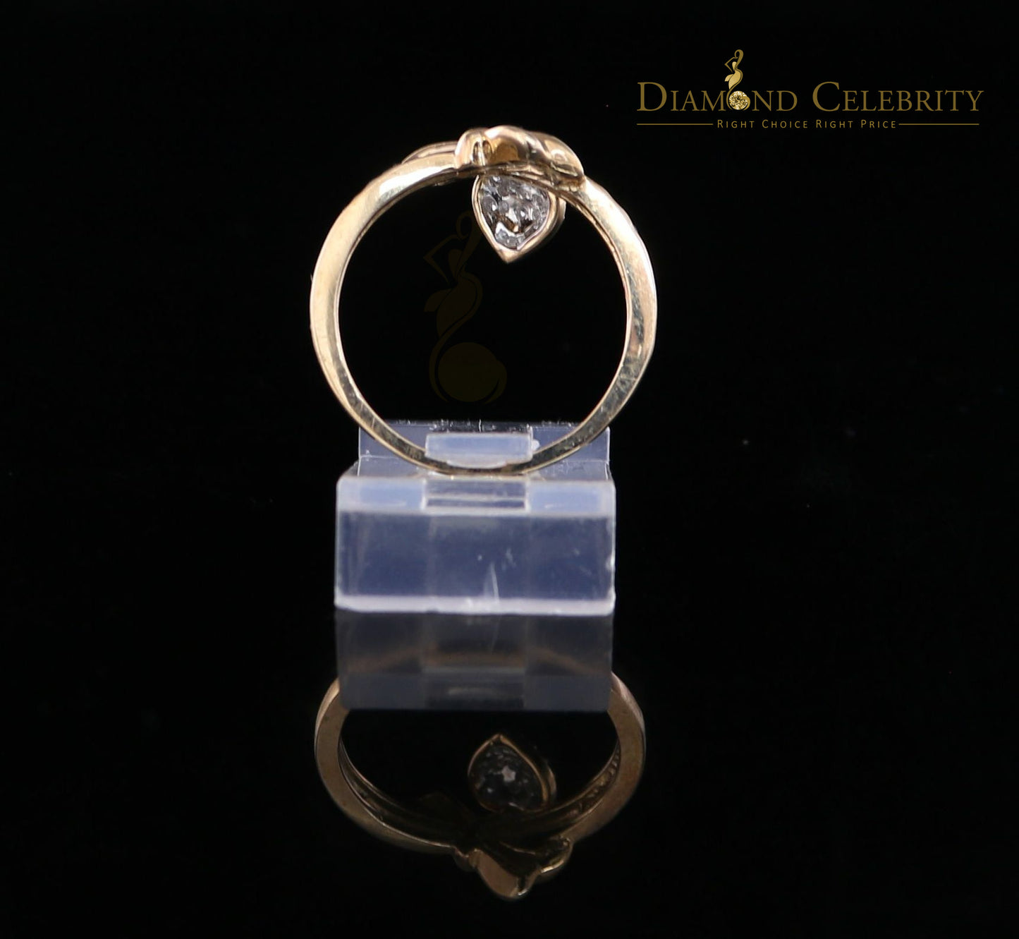 DiamondCelebritees Real 0.05ct Diamond Real 10kt Yellow Gold Fancy LOVE YOU HEART Charm Ring Size 7