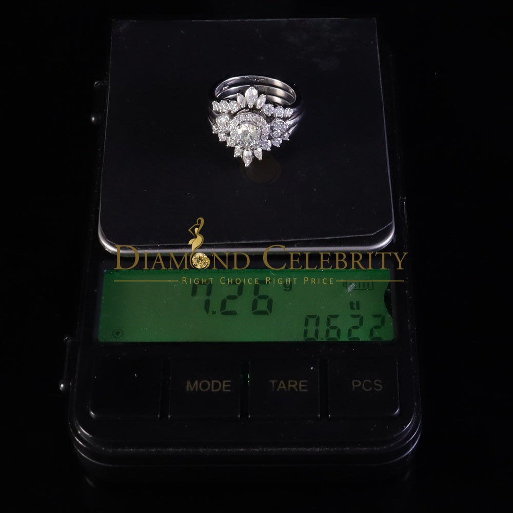 DiamondCelebritees 925 White Silver Moissanite 2.00ctVVS D Solitaire Enhancer Guard Wrap Rings