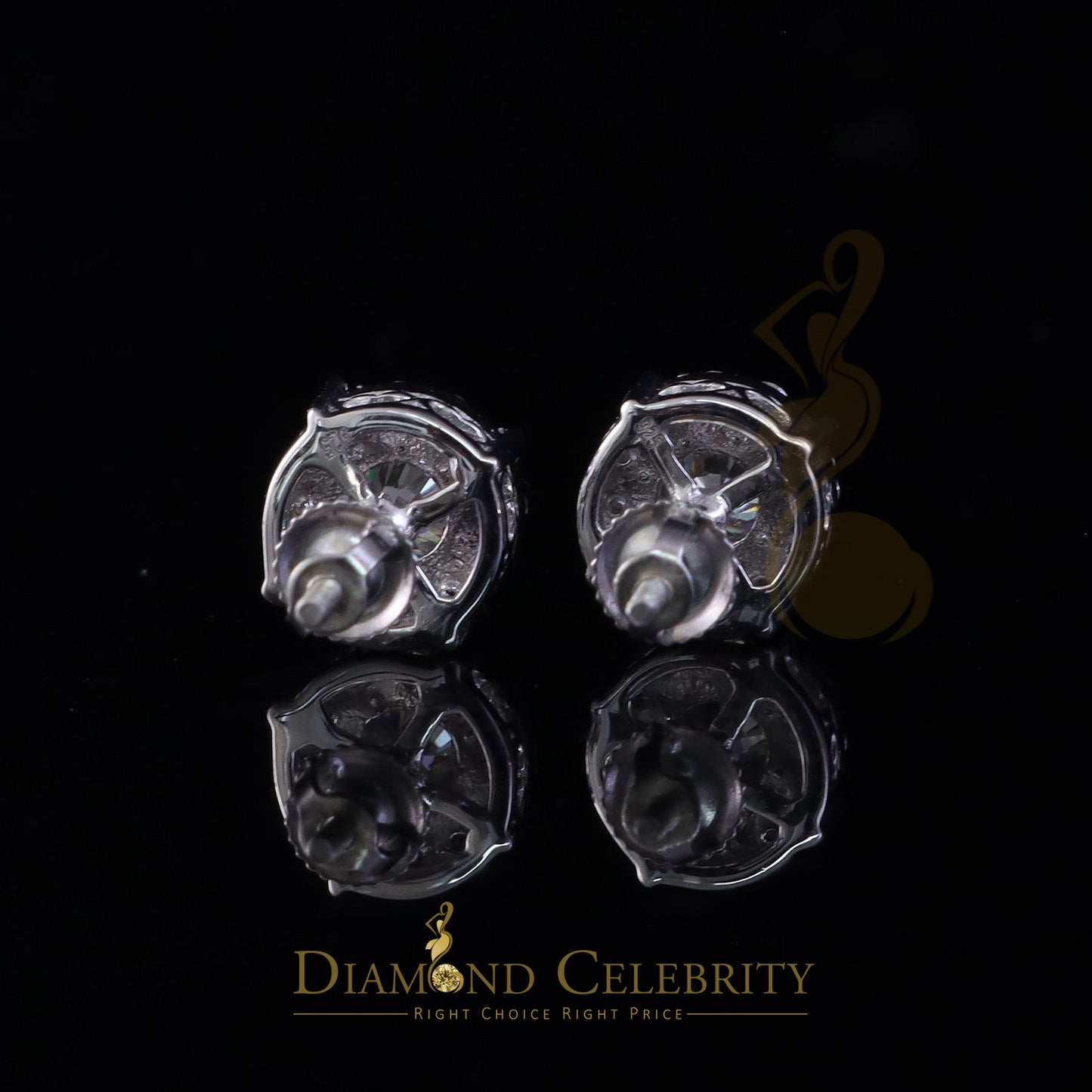 Diamondcelebritees New Women's/Men's 925 Silver White 0.75ct VVS 'D' Moissanite Round Stud Earrings