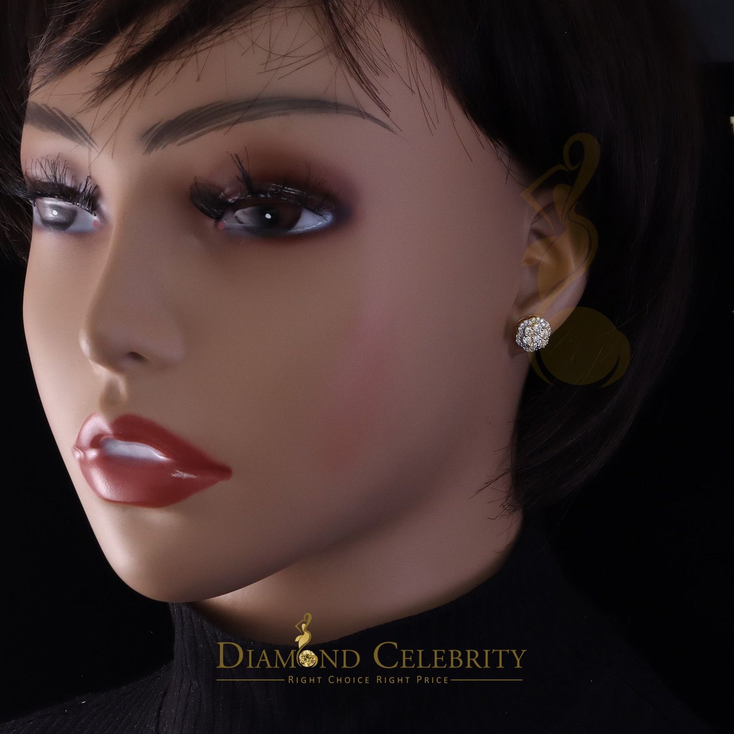 DiamondCelebritees New Women's/Men's 925 Silver Yellow 1.00ct VVS D Moissanite Floral Stud Earrings