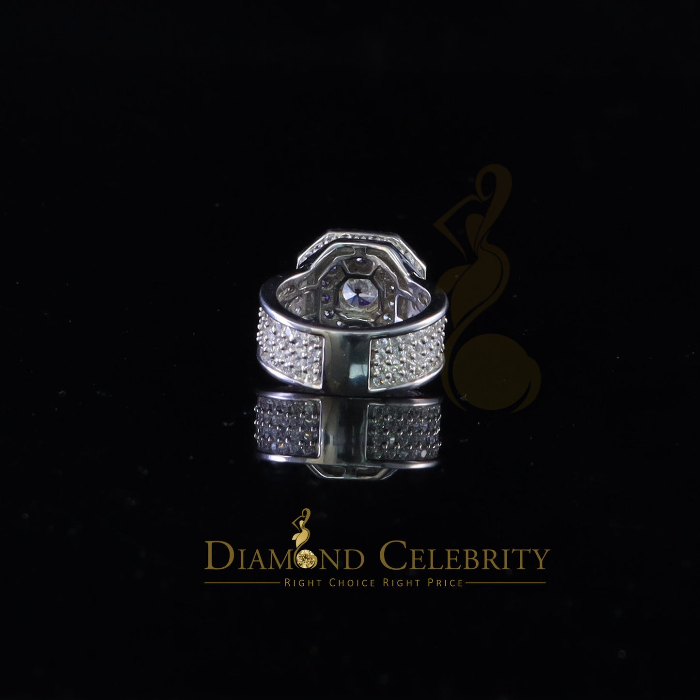 DiamondCelebritees 925 silverJewelry White 8.25 ct Cubic Zirconia Wide Octagon Men Ring Size 7.5