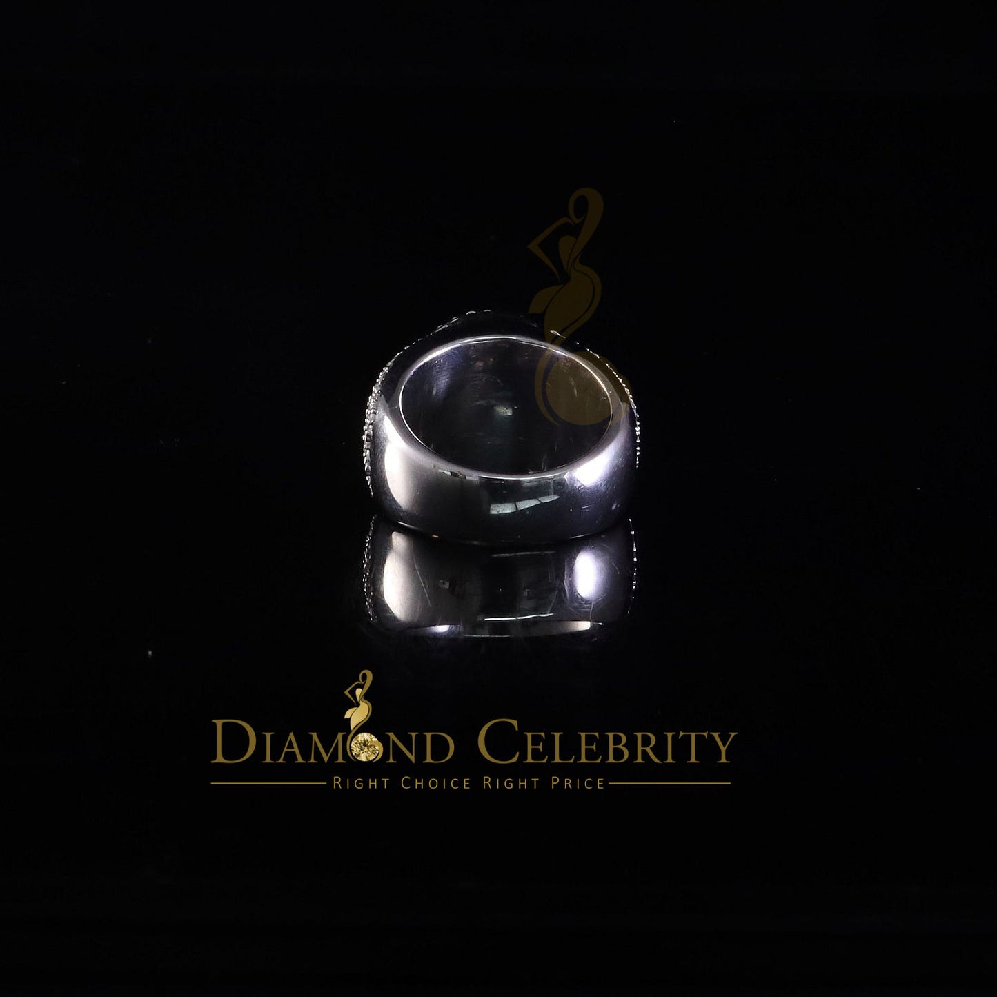DiamondCelebritees 4.50ct White Silver VVS 'D' Moissanite Baguette Round Rings SZ 10 for Men's