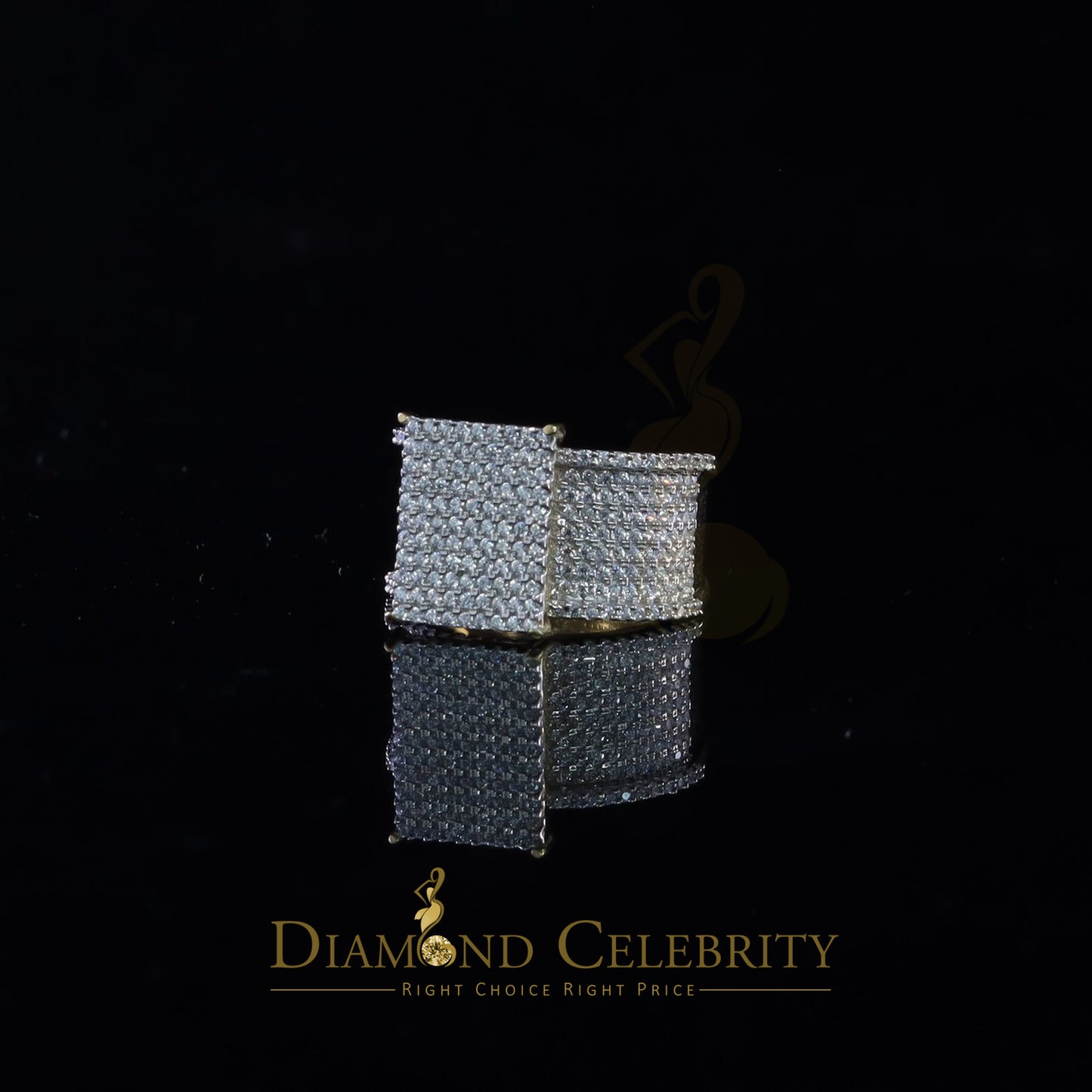 DiamondCelebritees 925 Sterling Yellow Silver Square Cubic Zirconia 3.45ct Womens Ring Size 7