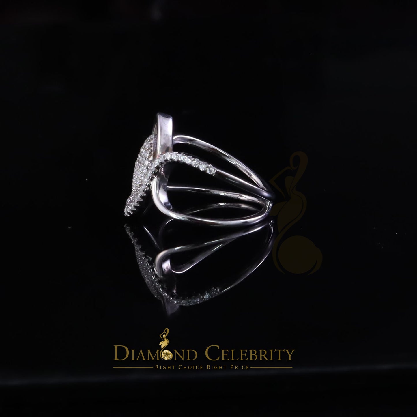 DiamondCelebritees 25 Cubic Zirconia Silver Kite Shape Natural White stones With Womens Ring Size 7