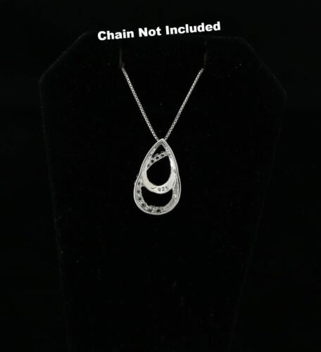 DiamondCelebritees Sterling White Silver Pear Fashion Pendant with 0.00ct Cubic Zirconia