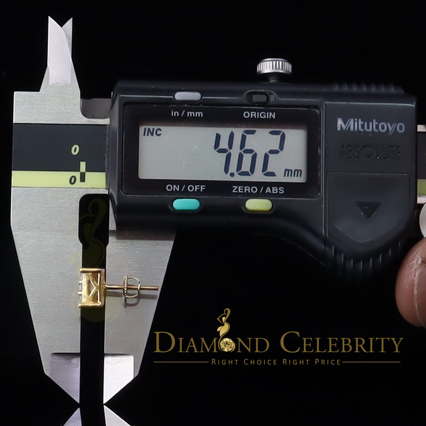 DiamondCelebritees 925 Yellow Silver Screw Back 1.68ct Cubic Zirconia Women & Men Square Earrings