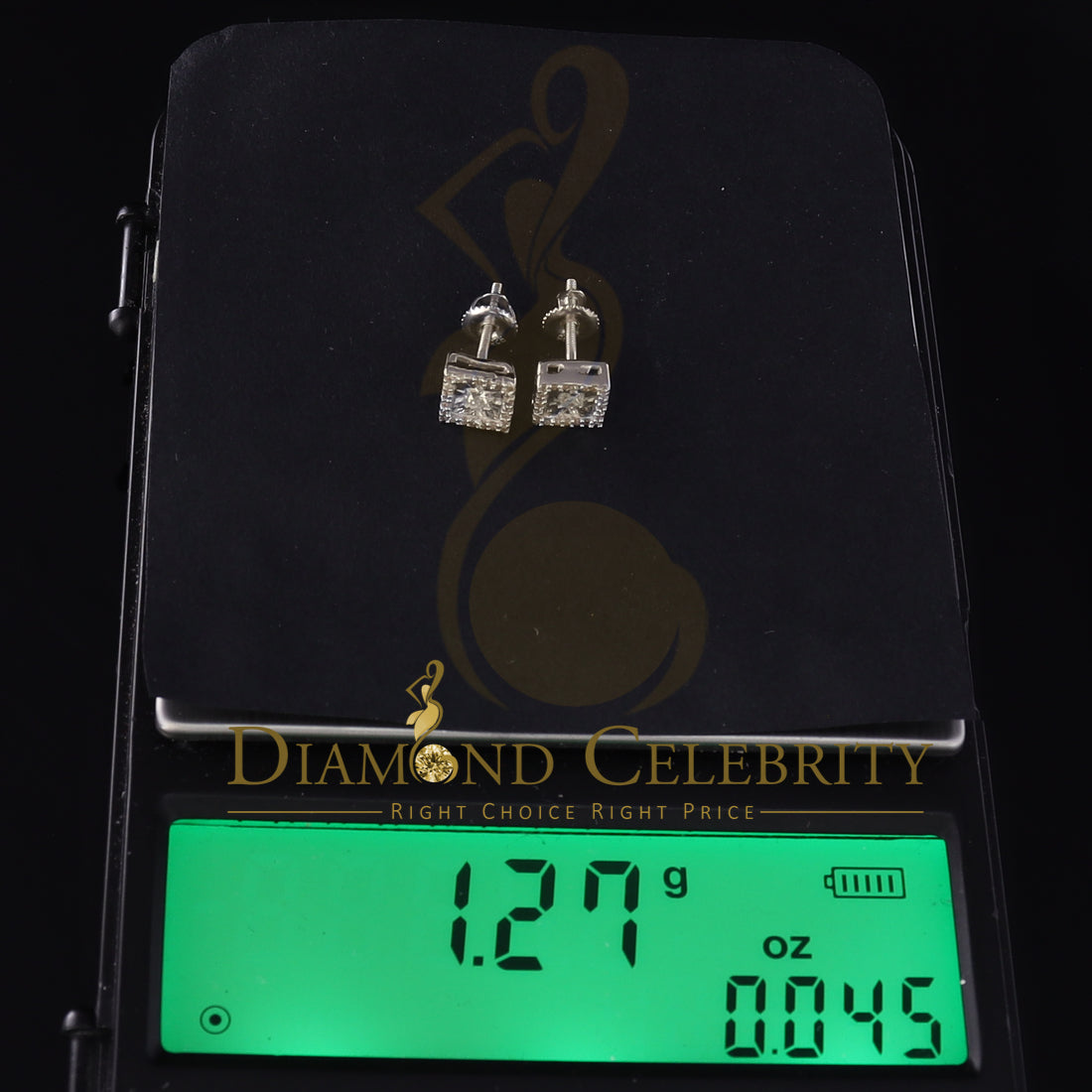 DiamondCelebritees 925 White Silver 0.20ct Diamond Women's/ Men's Stud Square Fashion Earrings