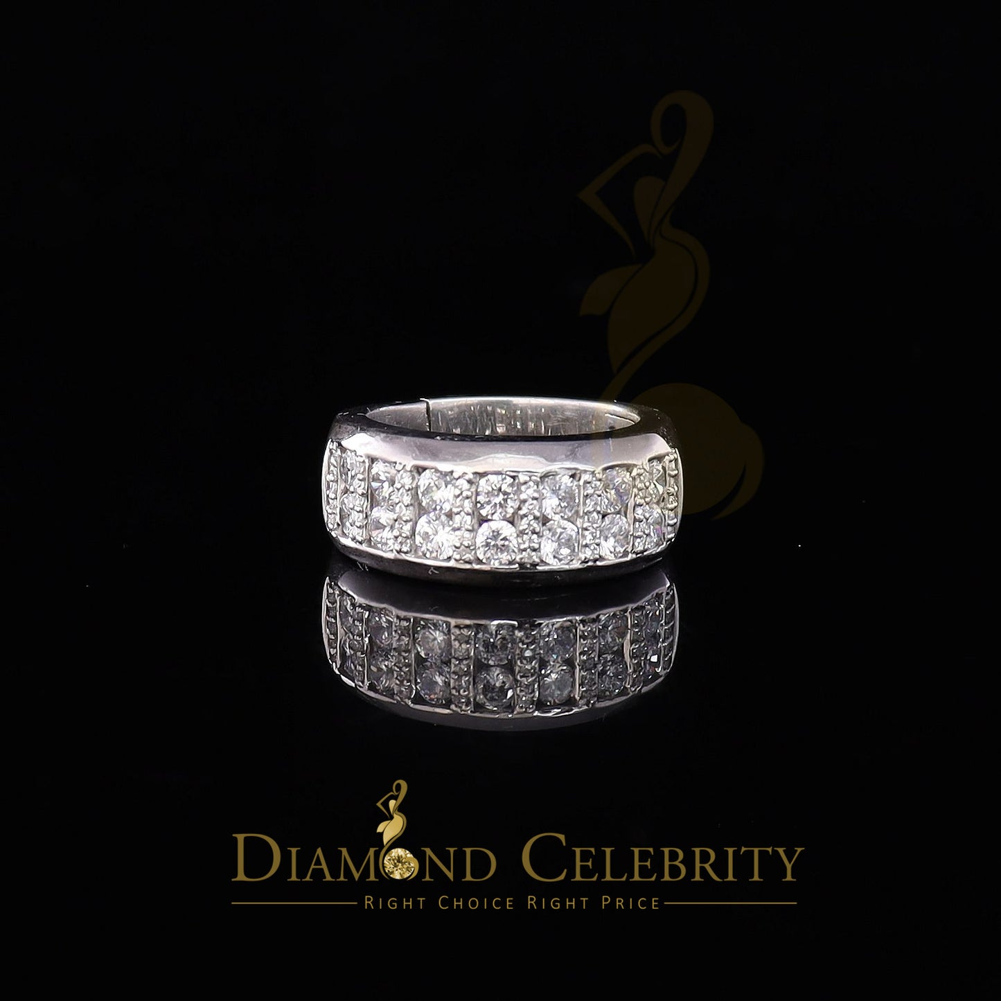 DiamondCelebritees Men's 3.0ct Cubic Zirconia white Silver Round Adjustable Ring From SZ 8 to 10