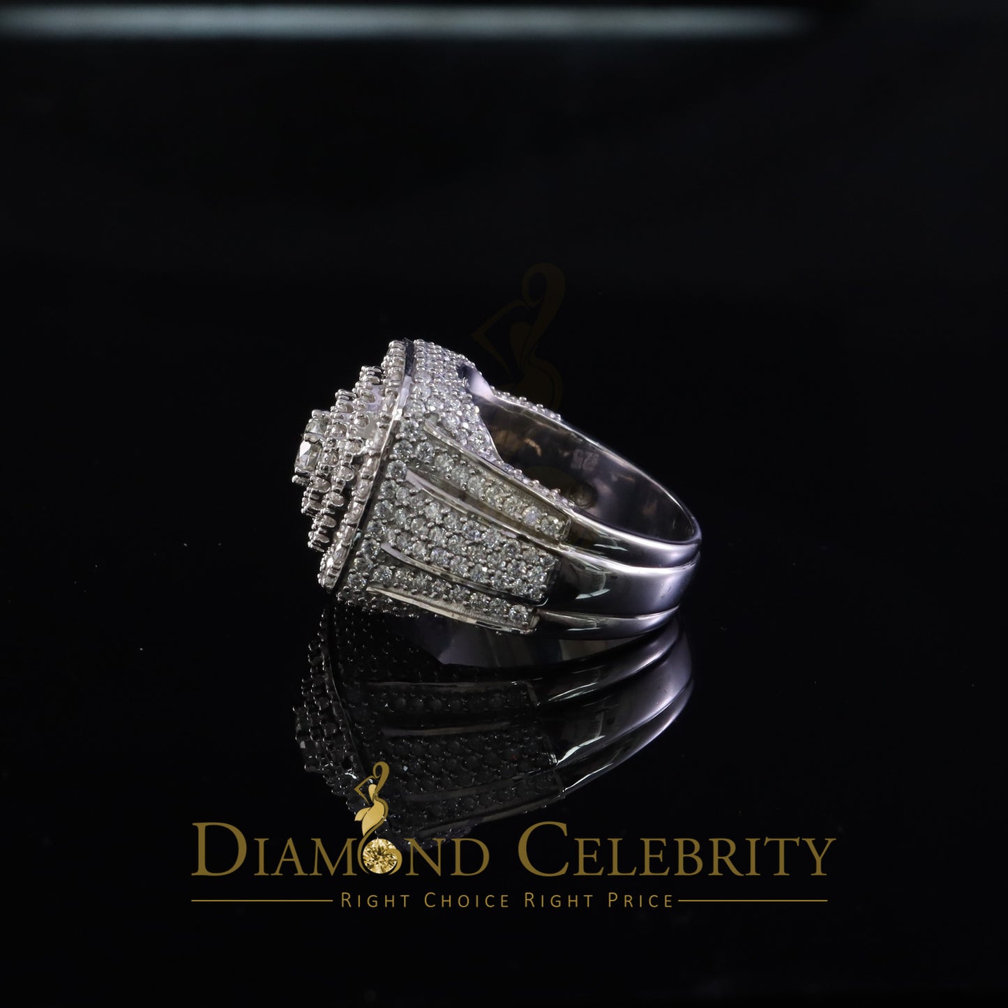 DiamondCelebritees White Sterling Silver 6.50ct VVS 'D' Moissanite Round Rings Size 10 Men's