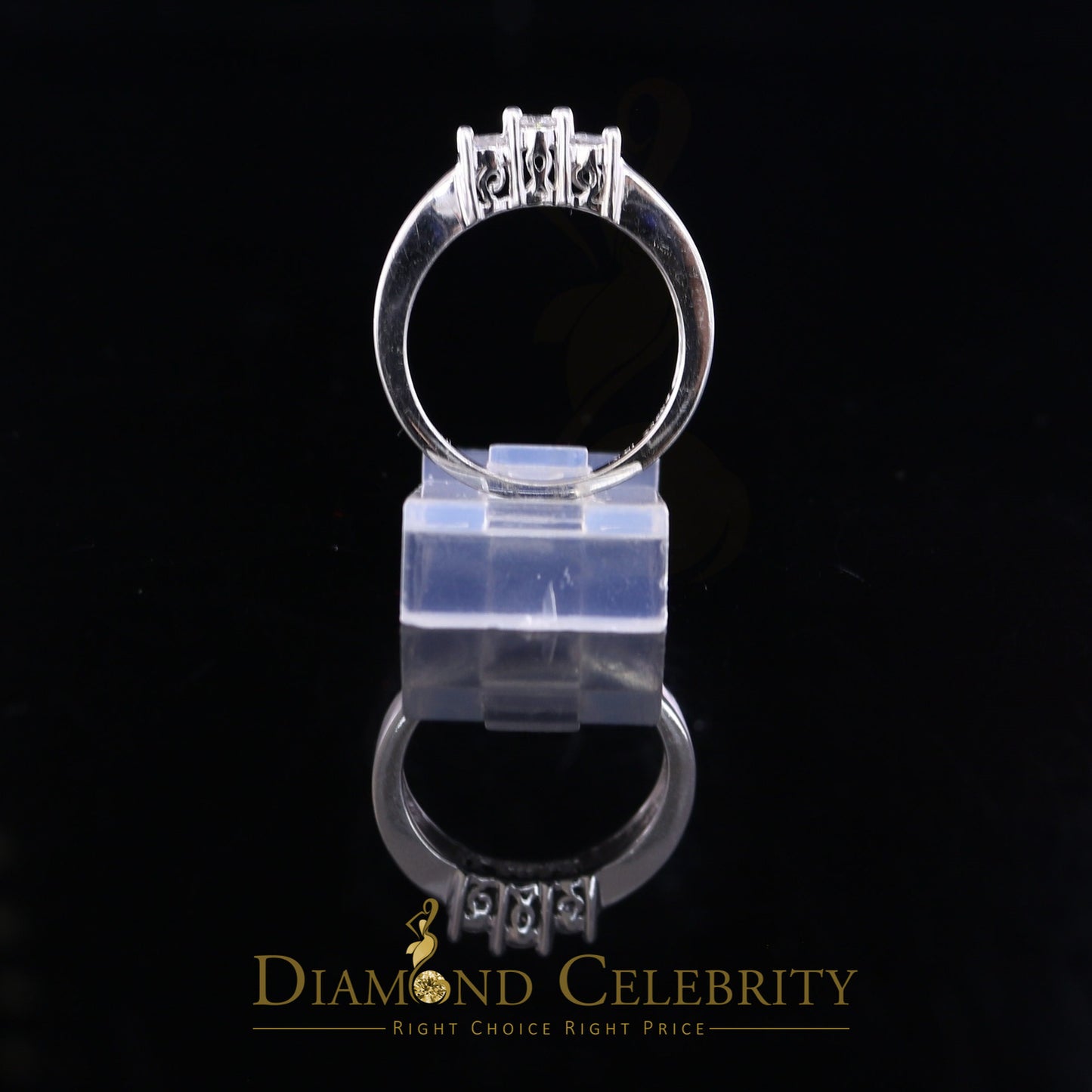 DiamondCelebritees 14kt White Gold with 0.50 CT Real Diamond 3 Solitaire Stones Womens Ring Size 7