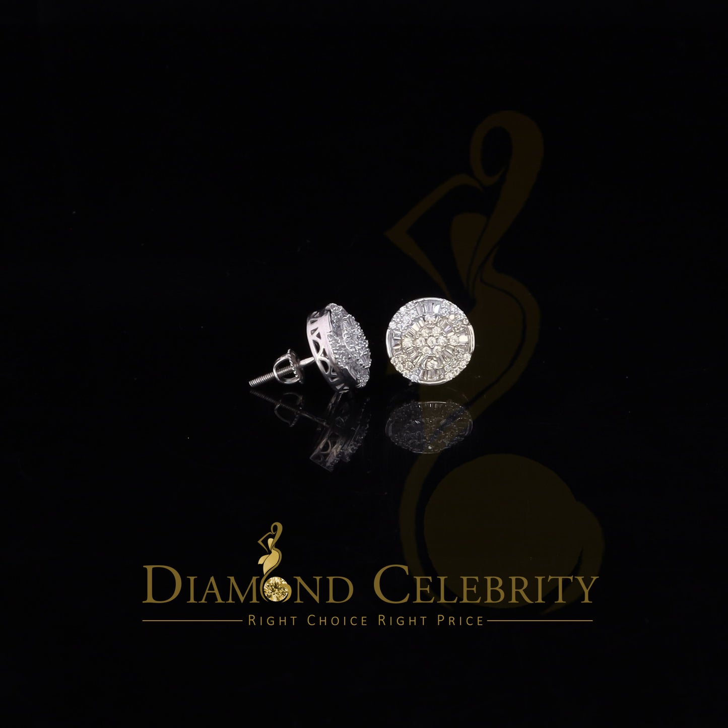 DiamondCelebritees 925 Sterling White Silver 1.68ct Cubic Zirconia Round Women's Stud Earrings