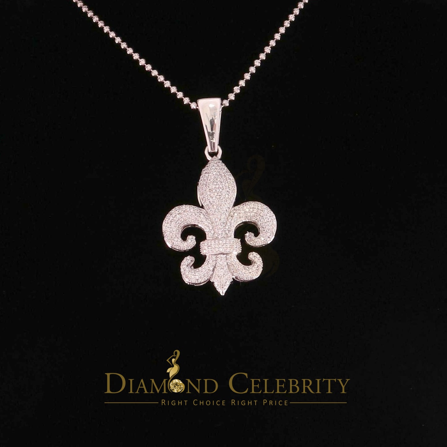 DiamondCelebritees White 925 Sterling Silver Fleur De Lis Shape Pendant with 4.59ct Cubic Zirconia