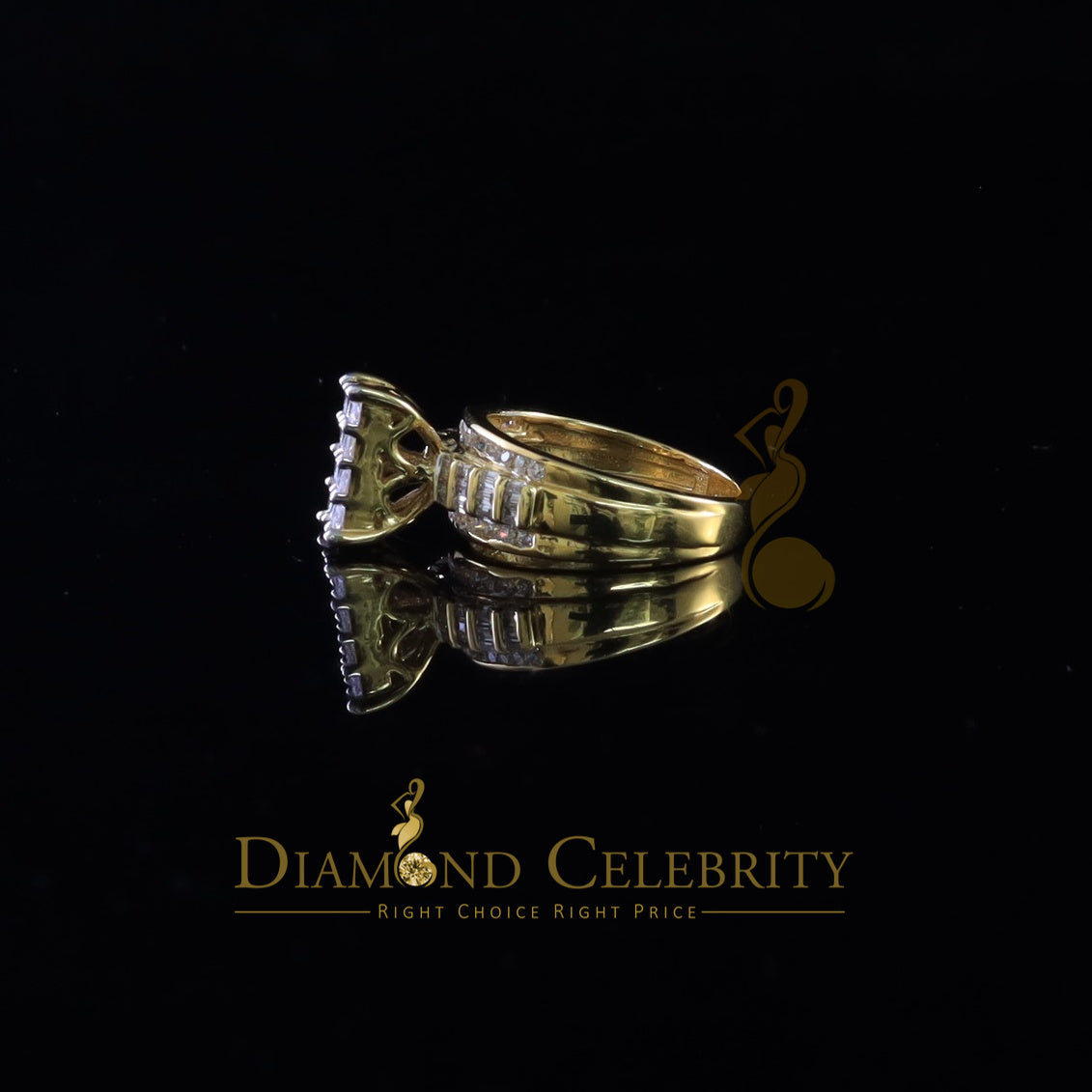 DiamondCelebritees 925 Sterling Yellow Silver Cinderella 1.10ct Cubic Zirconia Women's Ring Size 6