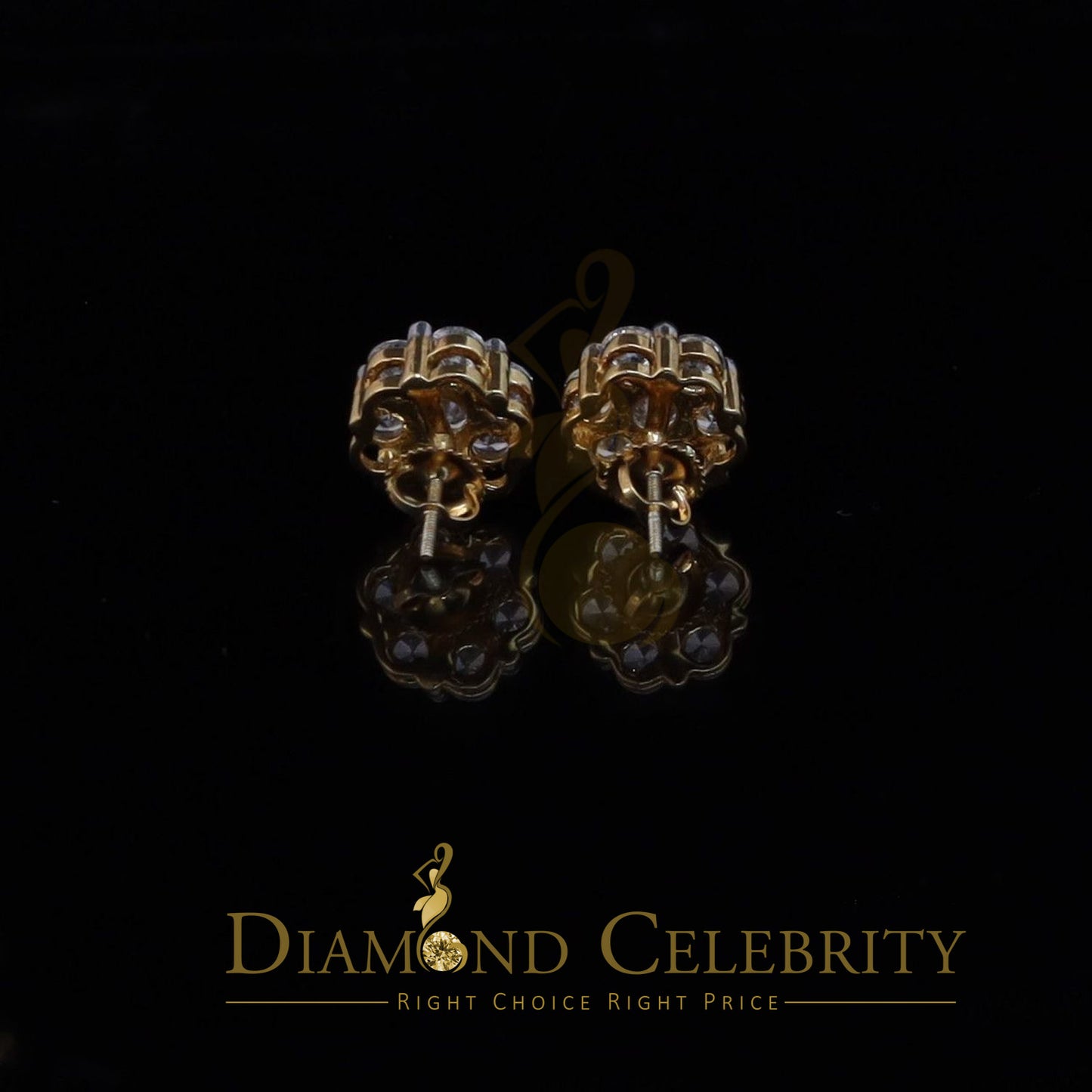 DiamondCelebritees 925 Silver Yellow 1.56ct Cubic Zirconia Hip Hop Floral Women's & Men's Earrings