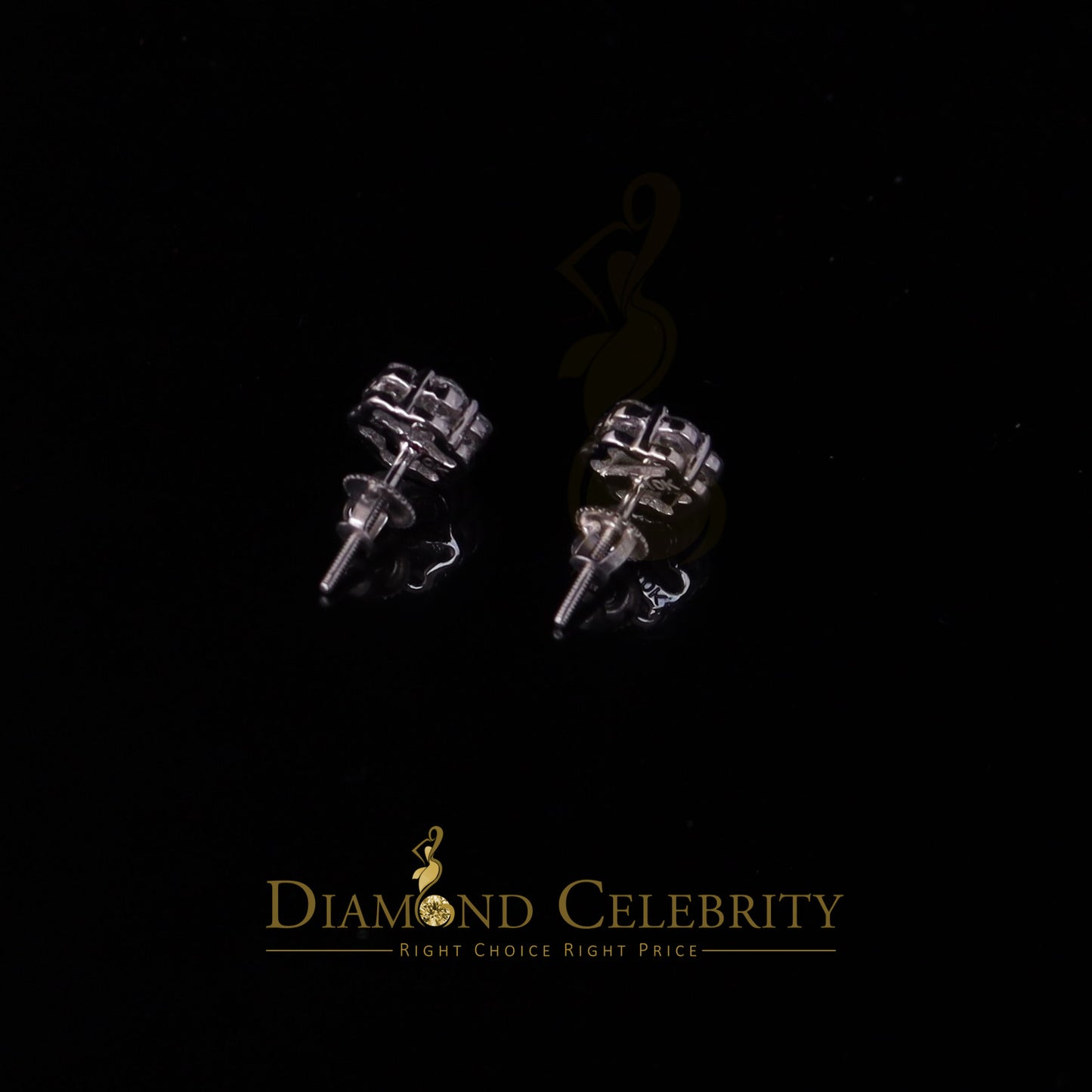 DiamondCelebritees 1.0ct Vvs 'D' Color Genuine Moissanite Stud FLORAL Earrings 10k Real White Gold