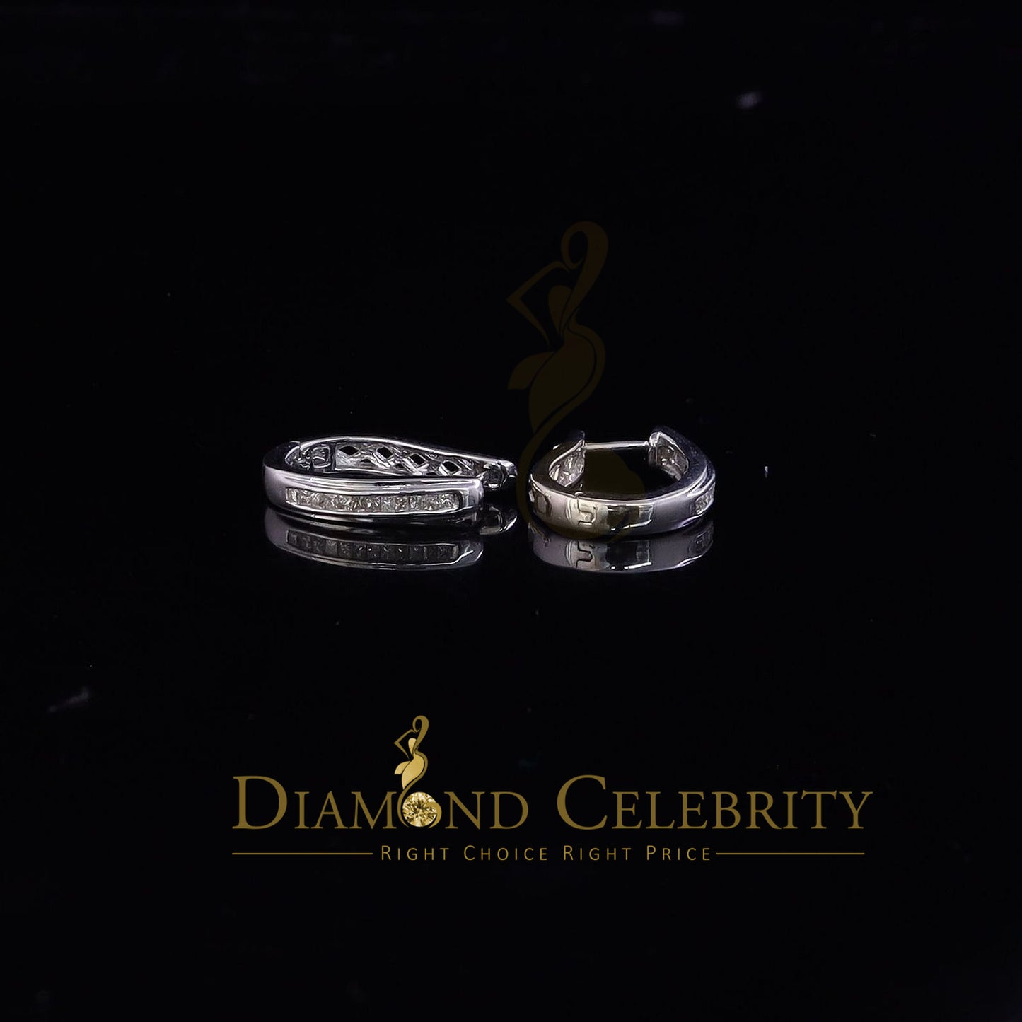 DiamondCelebritees 0.33ct Diamond 925 Sterling Silver White Hoop Stud Earrings For Men's / Women's