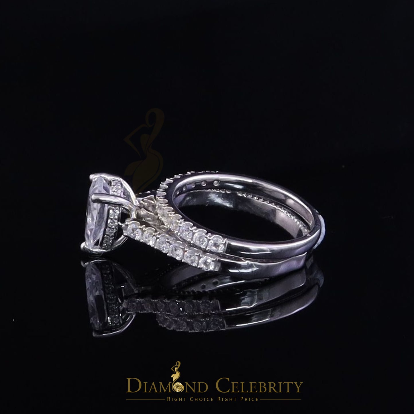 DiamondCelebritees 4.43ct White Cubic Zirconia 925 Sterling Silver Bridal Fashion Womens Ring SZ 7