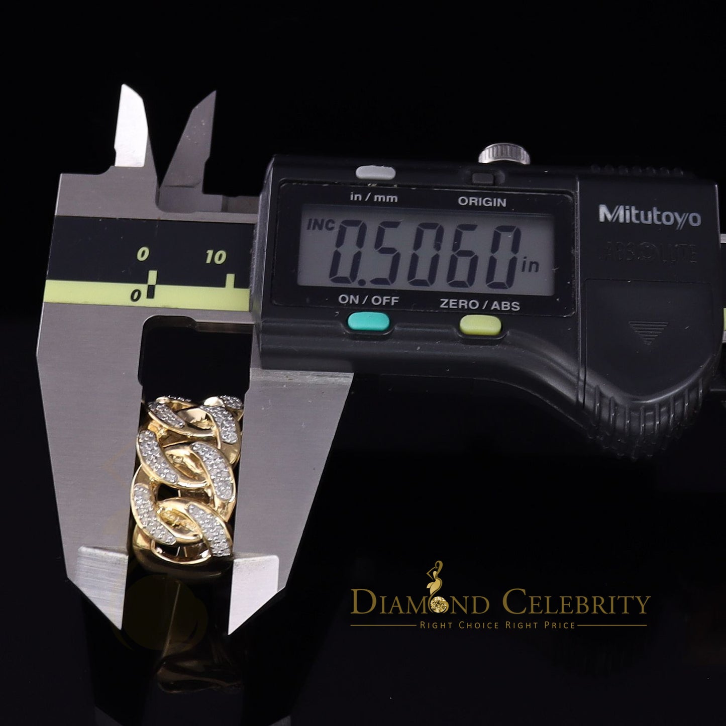 DiamondCelebritees 925 Sterling Silver Yellow Womens Ring Size 8 With Miami Cuban 0.33 CT Diamond