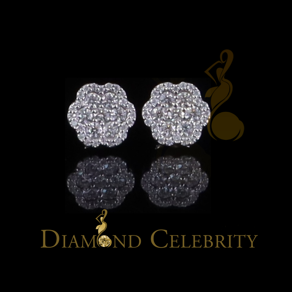 Diamondcelebritees 1.50ct VVS 'D' Moissanite Men's/Women 925 Silver White Flower Shape Stud Earring