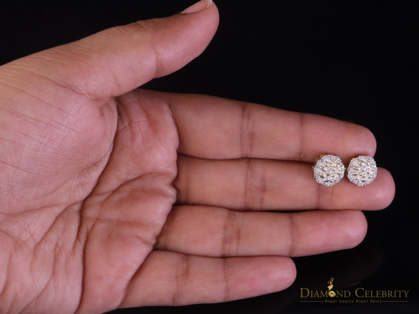 DiamondCelebritees 0.15ct Diamond 925 Sterling Yellow Silver for Men's /Womens Stud Nugget Earrings