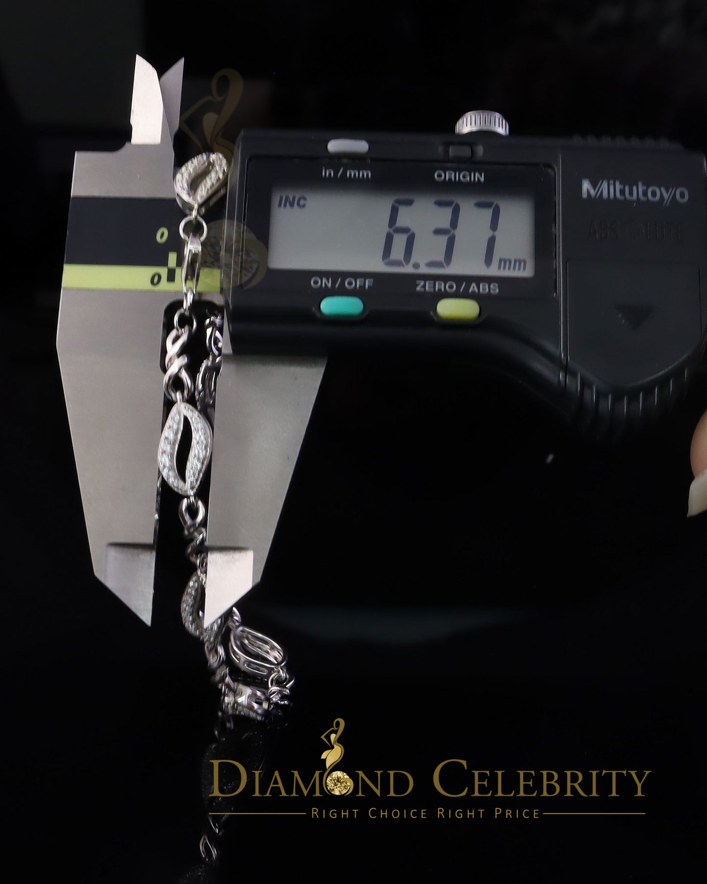 Diamondcelebritees White Sterling Silver Fashion Design Ladies Bracelet with Cubic Zirconia Size 7