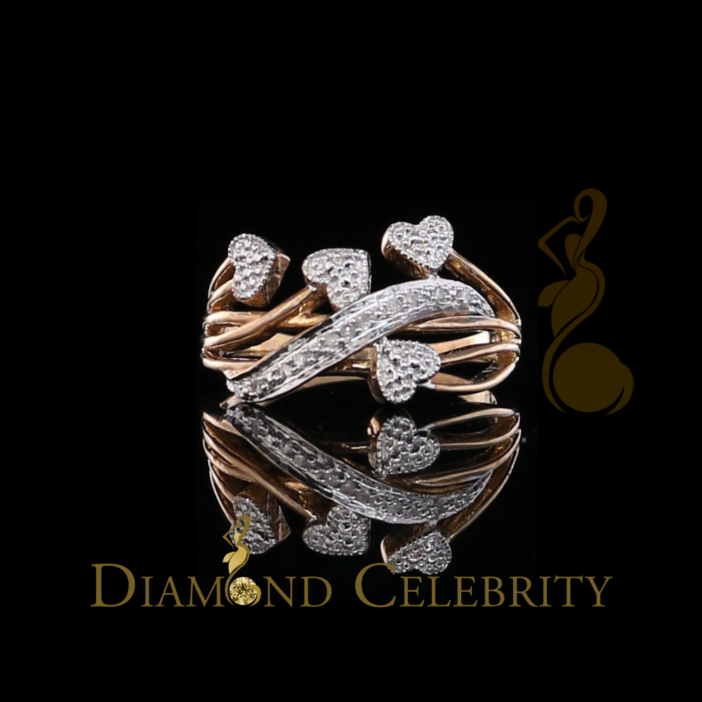 DiamondCelebritees Real 0.05CT Real Diamond Real 10kt Yellow Gold Womens HEART ARROW Ring Size 6.5