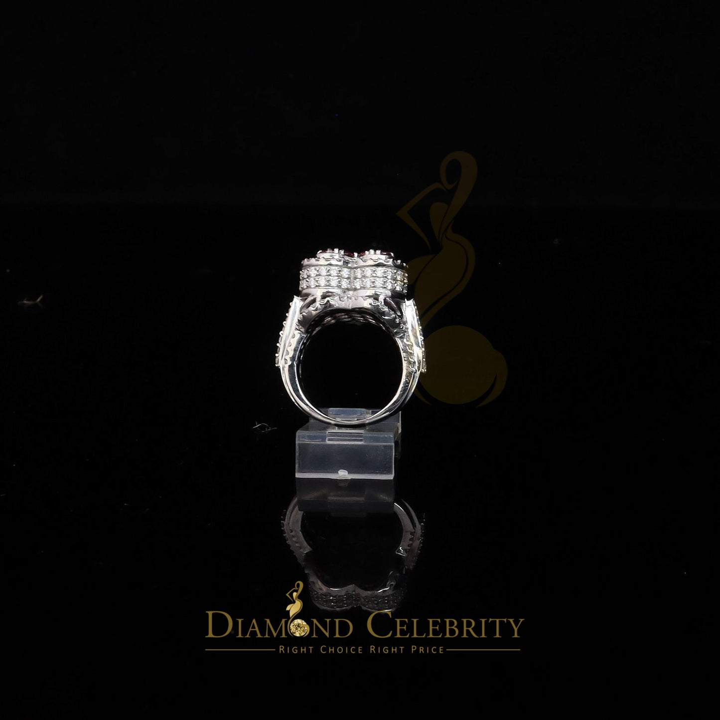 DiamondCelebritees New 5.00CT Women's Pink & White 3D Heart Moissanite Ring VVS 'D' 925 Silver White Sz7