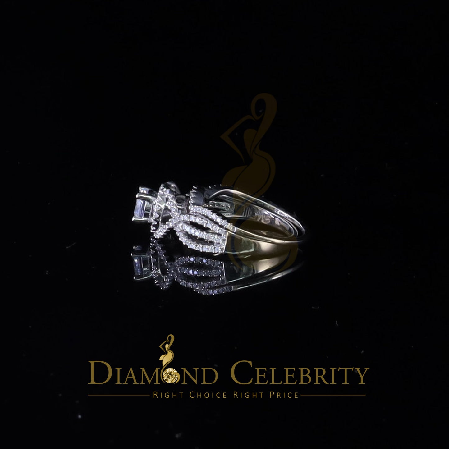 DiamondCelebritees 1.20ct Cubic Zirconia White 925 Silver Men's/ Women 2PC Bridal Rings Size 7