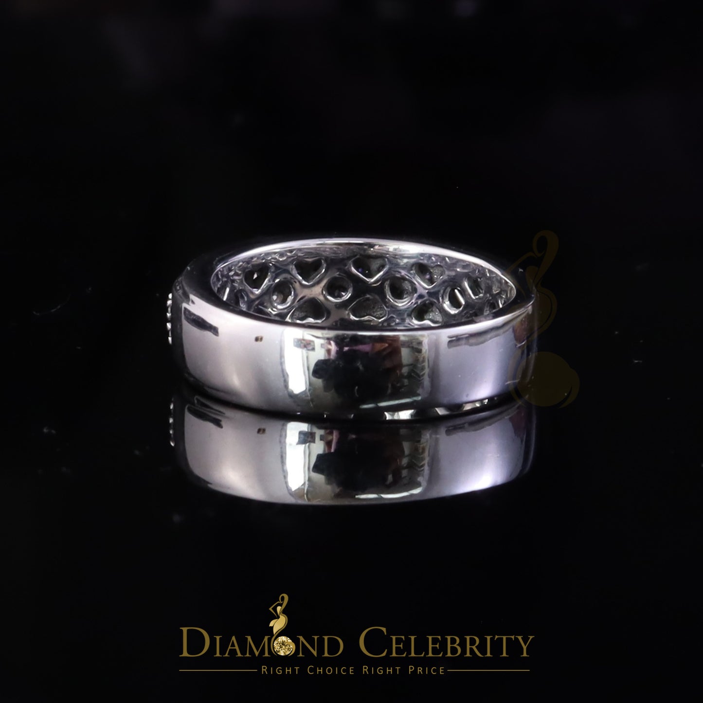 DiamondCelebritees White Silver Round Cubic Zirconia 1.25ct Men Adjustable Ring From SZ 10 to 12