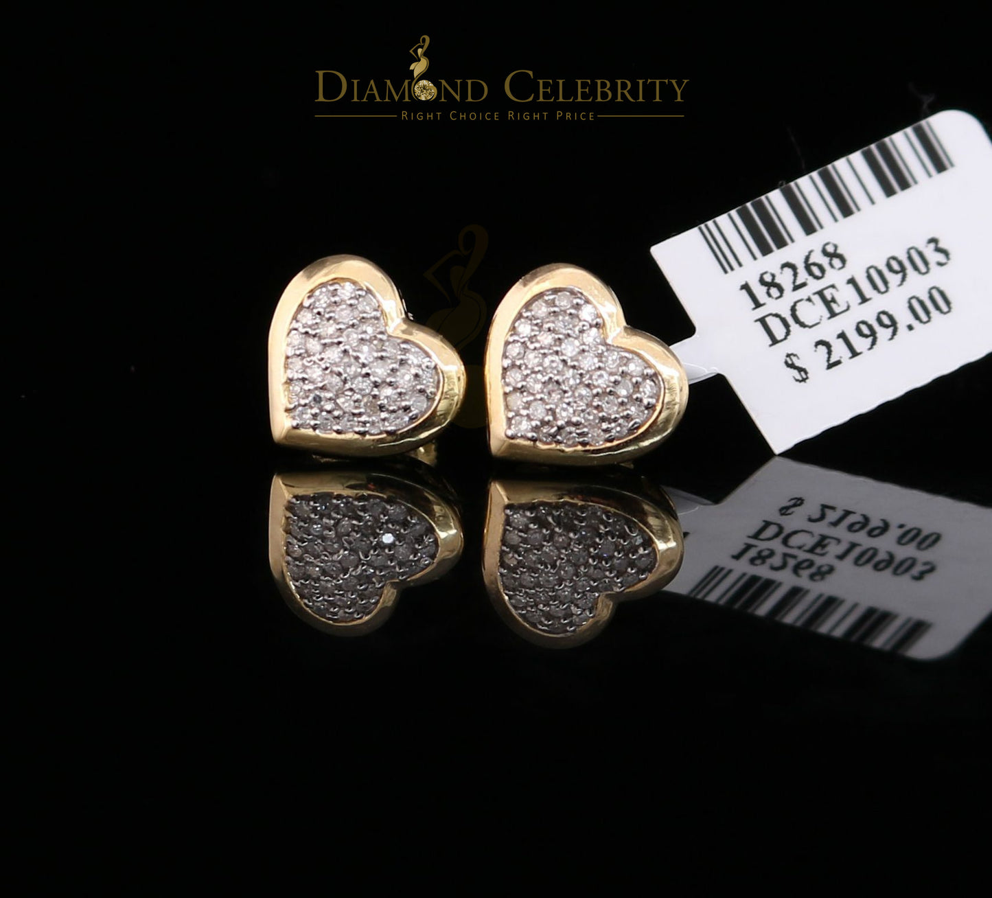DiamondCelebritees10K Real Yellow Gold with 0.25CT Real Diamond Men's/Women's Stud Micro Earring