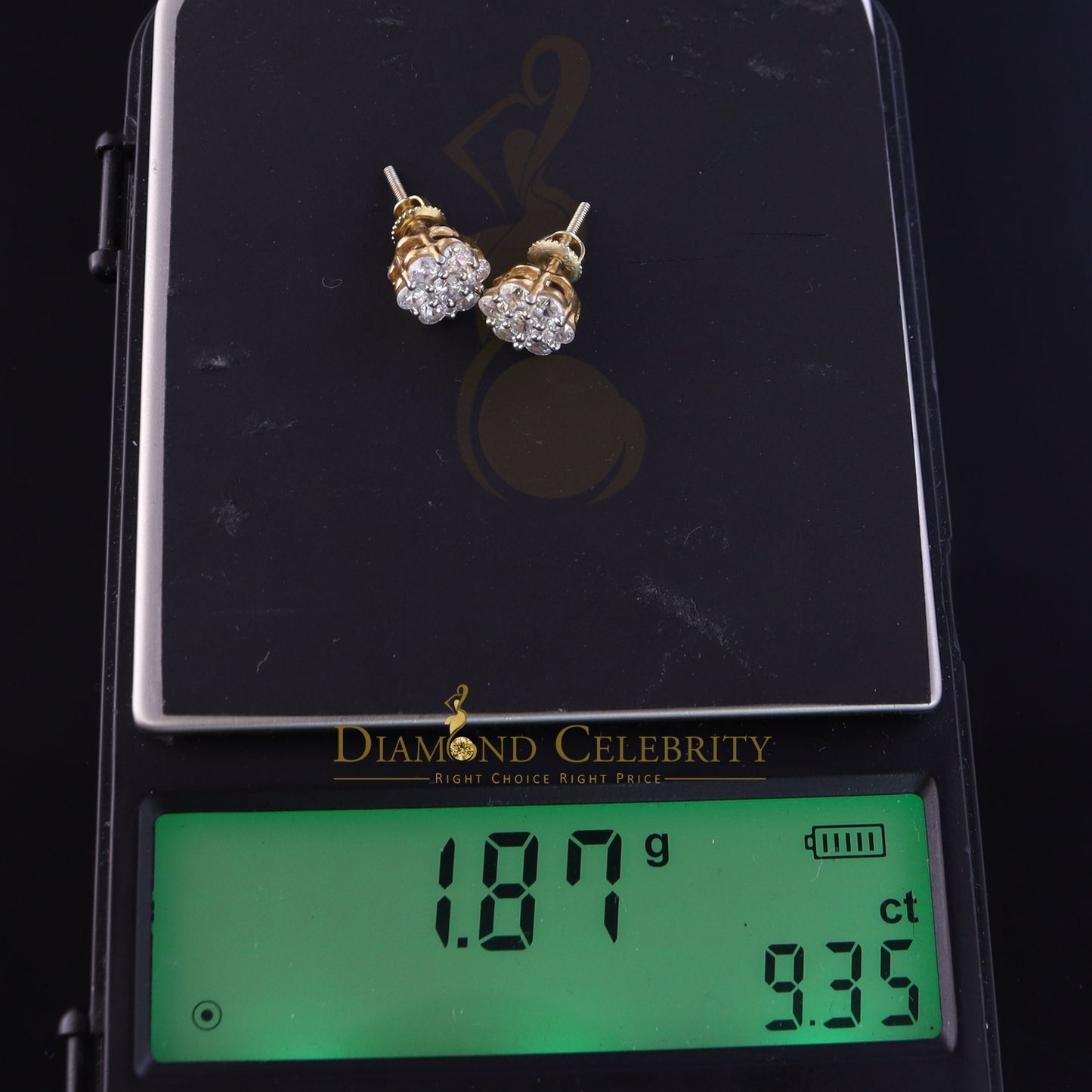 DiamondCelebritees 925 Yellow 1.96ct Sterling Cubic Zirconia Silver Hip Hop Floral Ladies Earrings