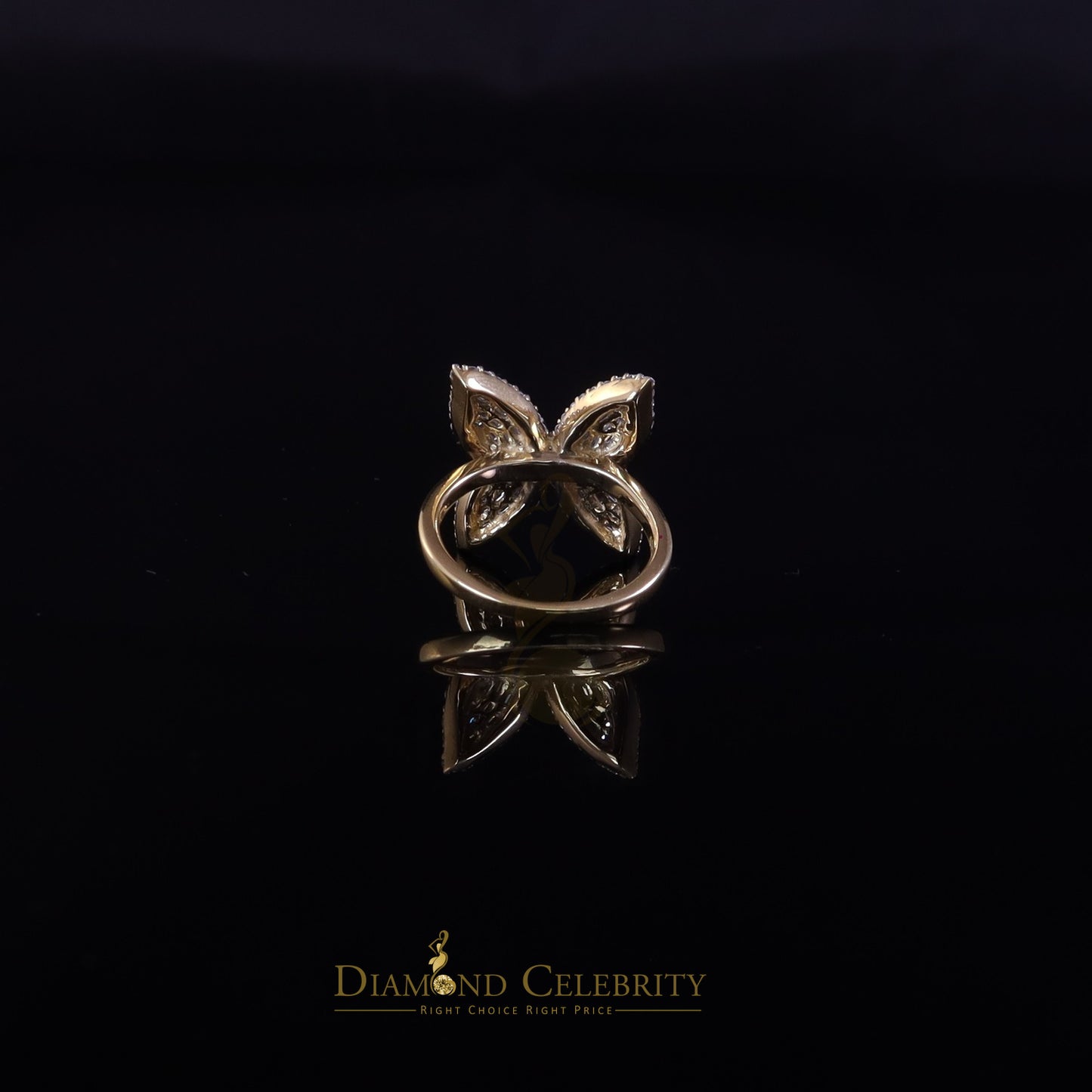 DiamondCelebritees Men's/Womens 925 Silver Yellow 1.50ct VVS 'D' Moissanite Butterfly Rings Size 7